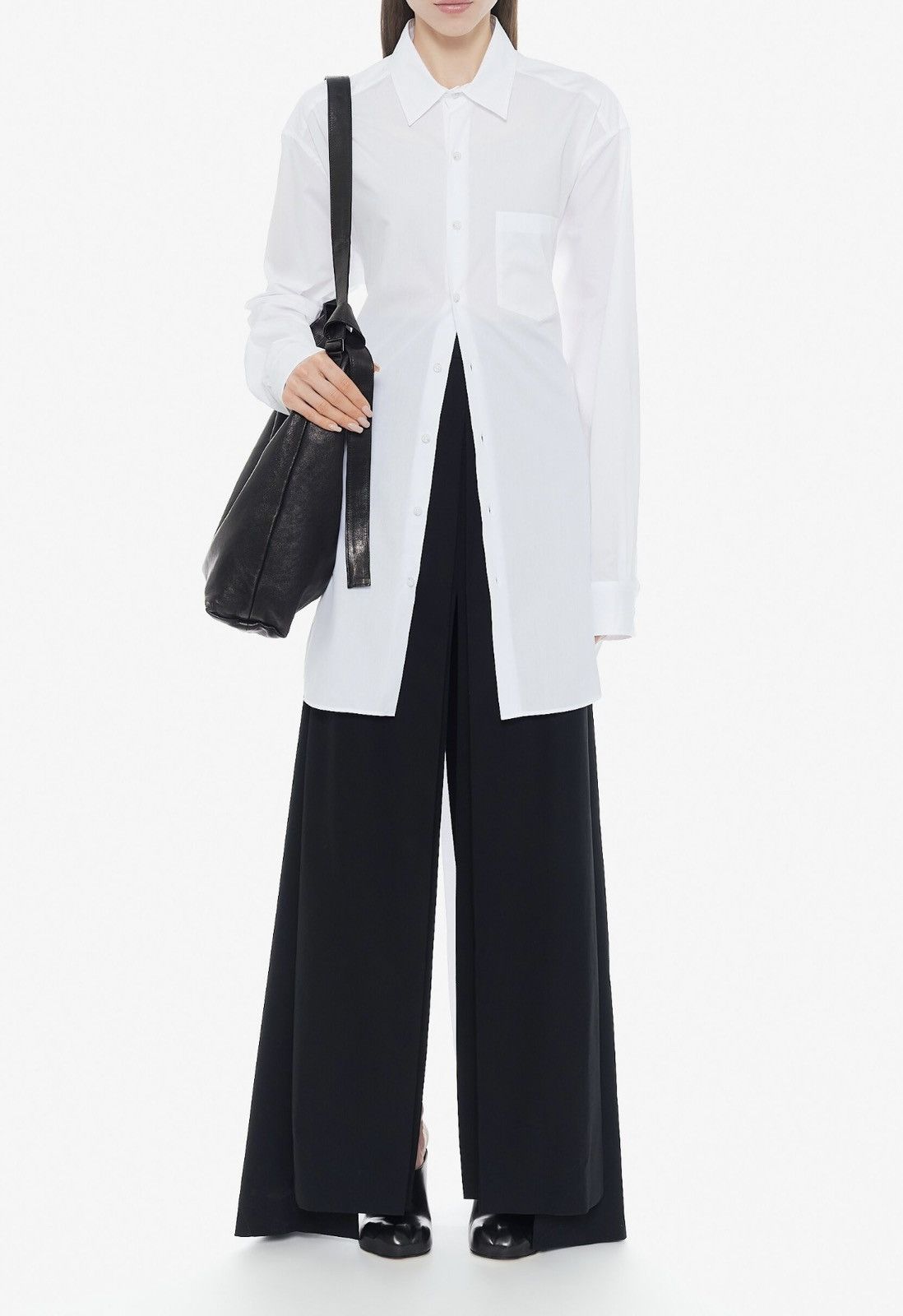 Ann Demeulemeester Long White Shirt With Straps