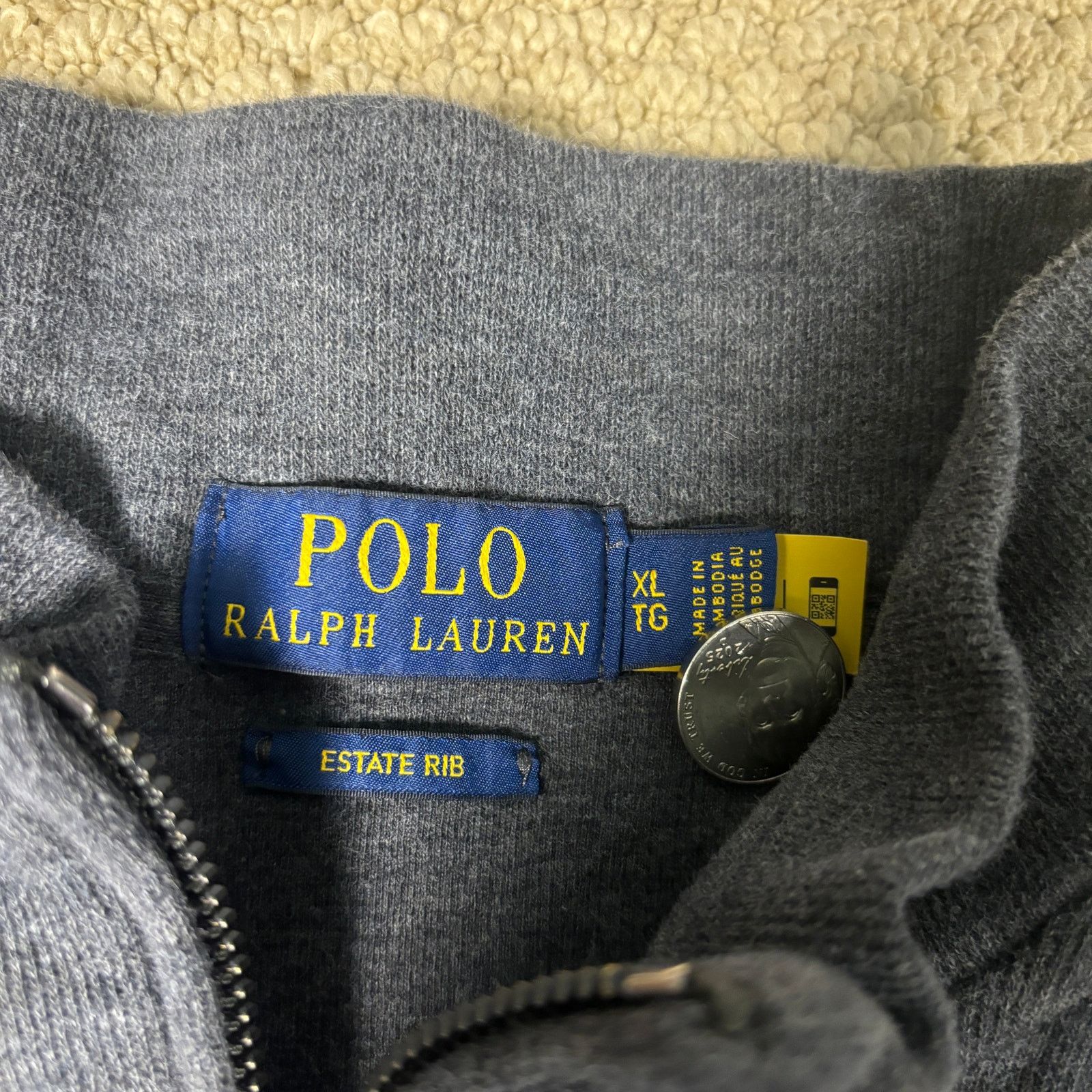 Polo Ralph Lauren Polo Ralph Lauren Mens Gray Estate Rib Quarter Zip Pullover Size US XL / EU 56 / 4 - 4 Thumbnail