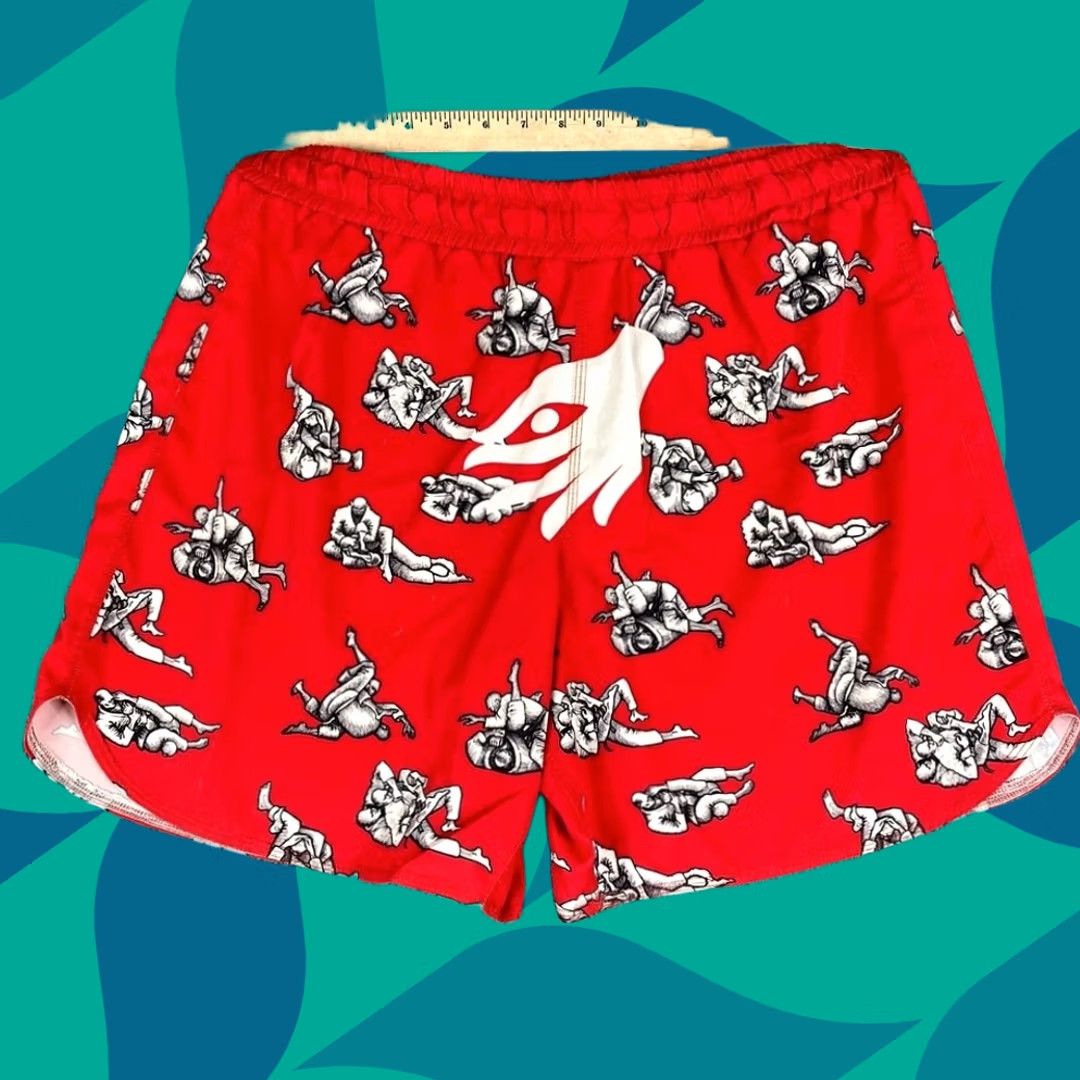 Vintage VINTAGE Graphic Shorts Mens XL Red Wrestling Print Elastic Waist Athletic Casual Mens XL Red Wrestling Graphic Shorts Size US 36 / EU 52 - 1 Thumbnail