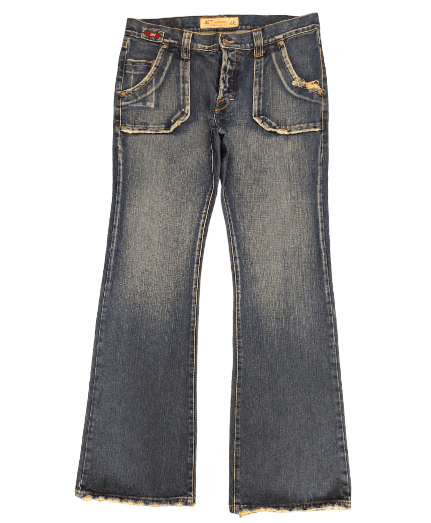 If Six Was Nine Flare Baggy Jeans Jet Division Distress Faded Denim Boot Cut Size US 35 - 1 Thumbnail