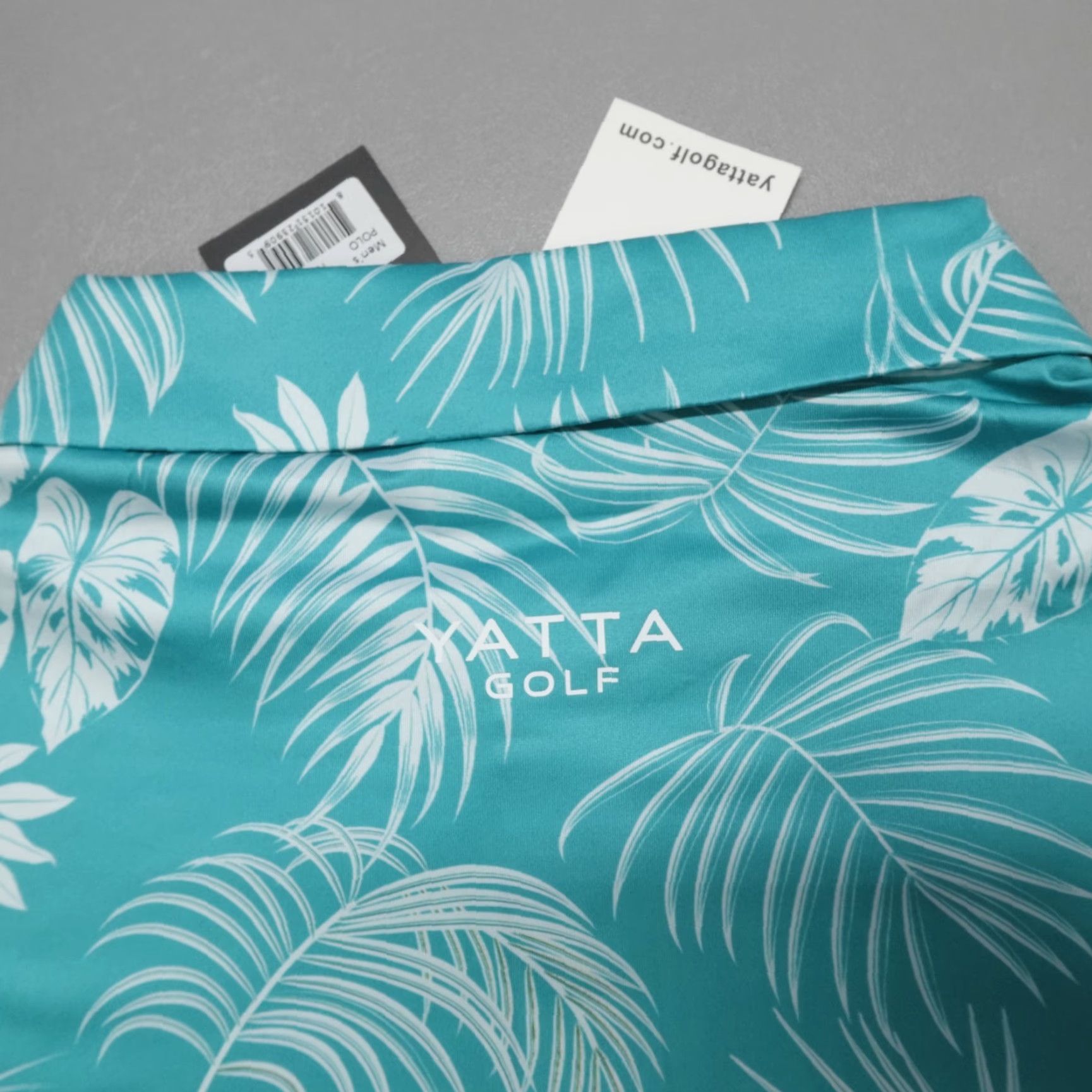 Vintage Yatta Performance Golf Polo Shirt Mens 2XL Teal Paradise Floral Palm Leaf Sports Polo Shirt Men Size US XXL / EU 58 / 5 - 8 Thumbnail