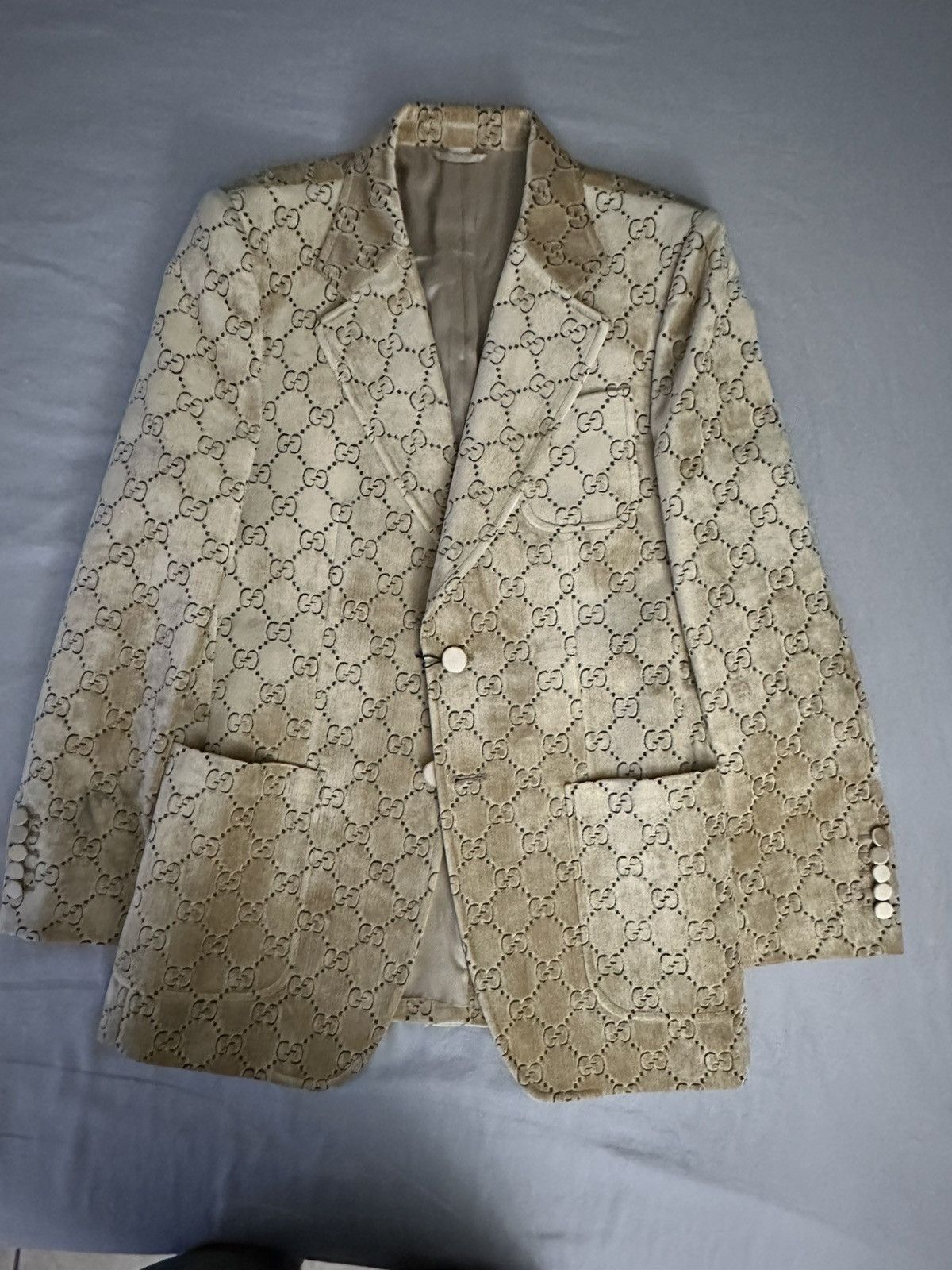 Gucci Aria GG Velvet Jacket Size 50R - 1 Thumbnail