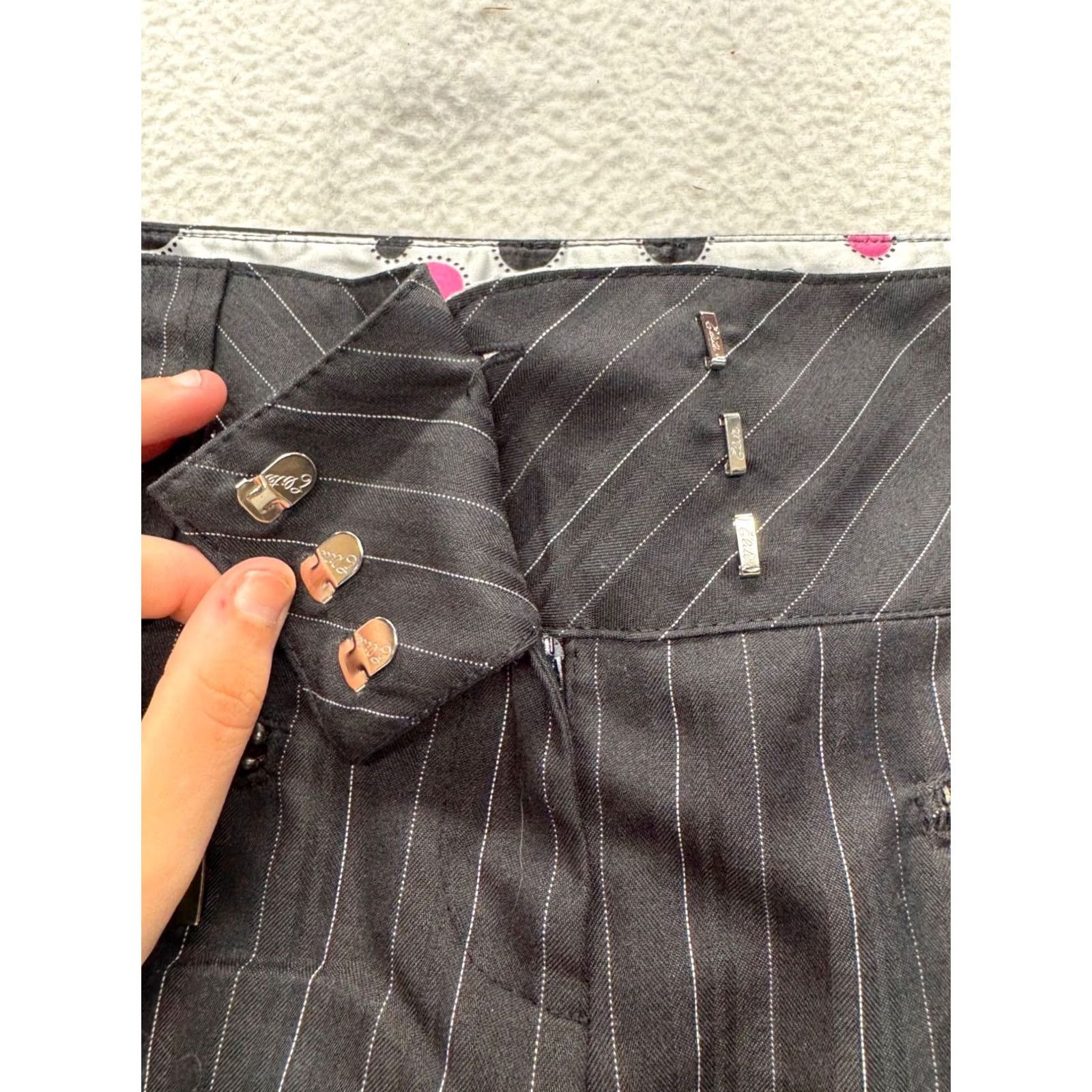 Vintage Joe Benbasset Dress Pants Pinstripe Gray With Zipper Pockets Women M Pants Size 32" / US 10 / IT 46 - 3 Thumbnail