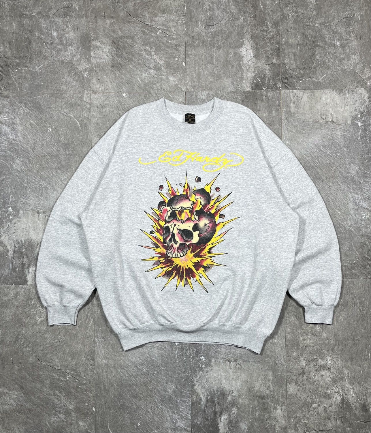 Ed Hardy Ed Hardy Vintage Skull Graphic Big Logo Sweatshirt Mens Grey Size US XXL / EU 58 / 5 - 1 Thumbnail