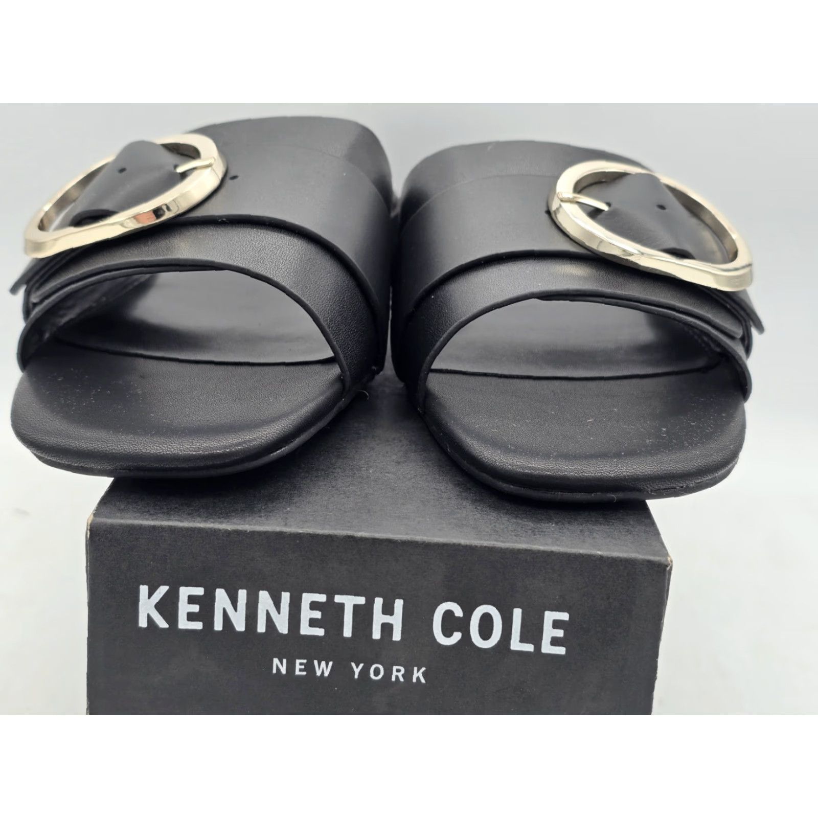 Kenneth Cole Kenneth Cole New York Women's Ingrid Sandal Black/Gold Sz 8 M - Shoes - Sandal - Leather - Slip-On - Adult - Female Size US 8 / IT 38 - 3 Thumbnail
