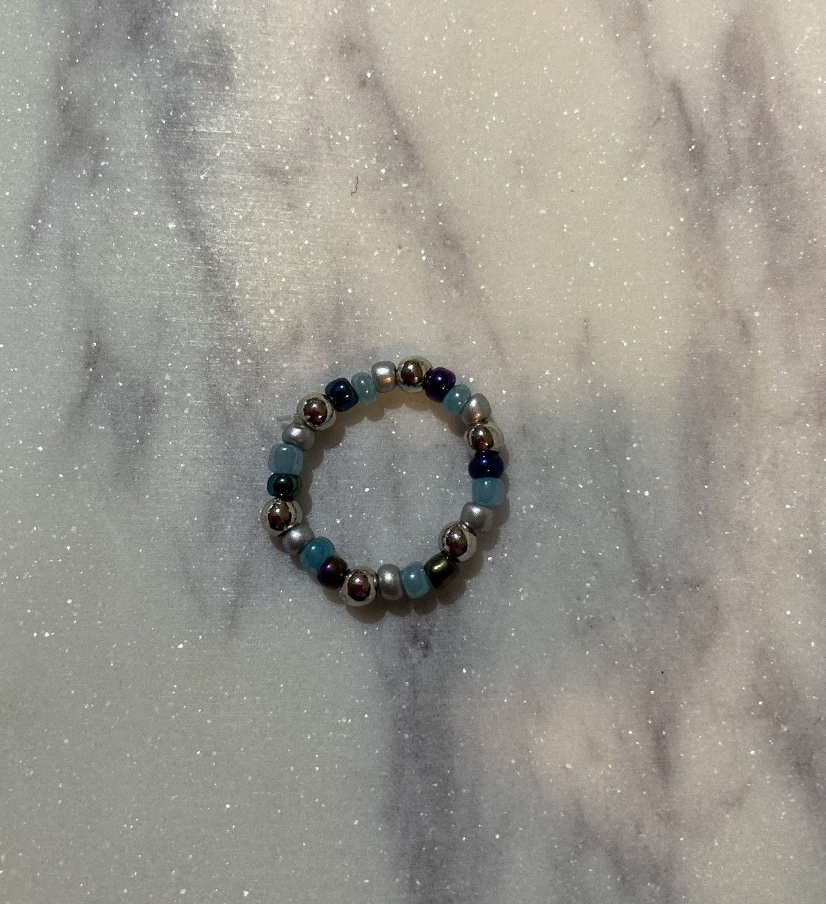 Other Blue and silver coloured beaded ring Size ONE SIZE - 1 Preview