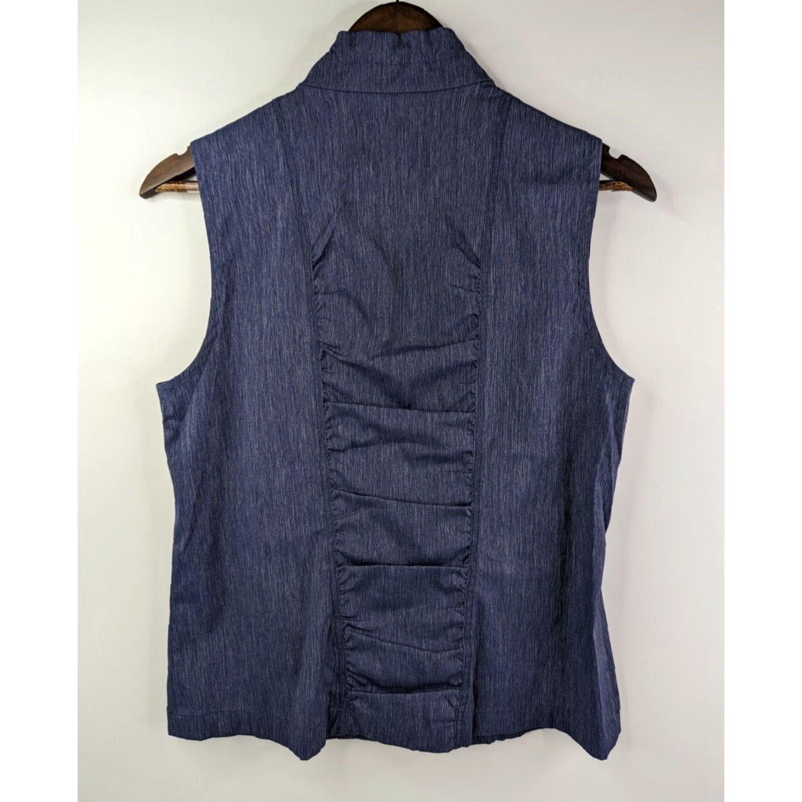 Vintage Chico's Vest Womens Size 0 DENIM NEEMA Zenergy Indigo Ruched Zip Front Pockets Casual Size XS / US 0-2 / IT 36-38 - 4 Thumbnail