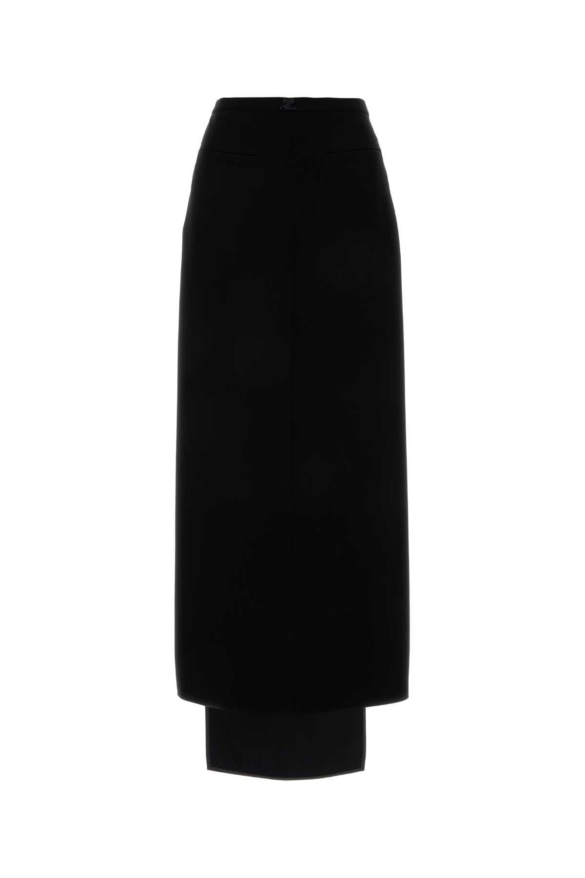 image of Courreges Black Crepe Heritage Tech Skirt, Women's (Size 26)