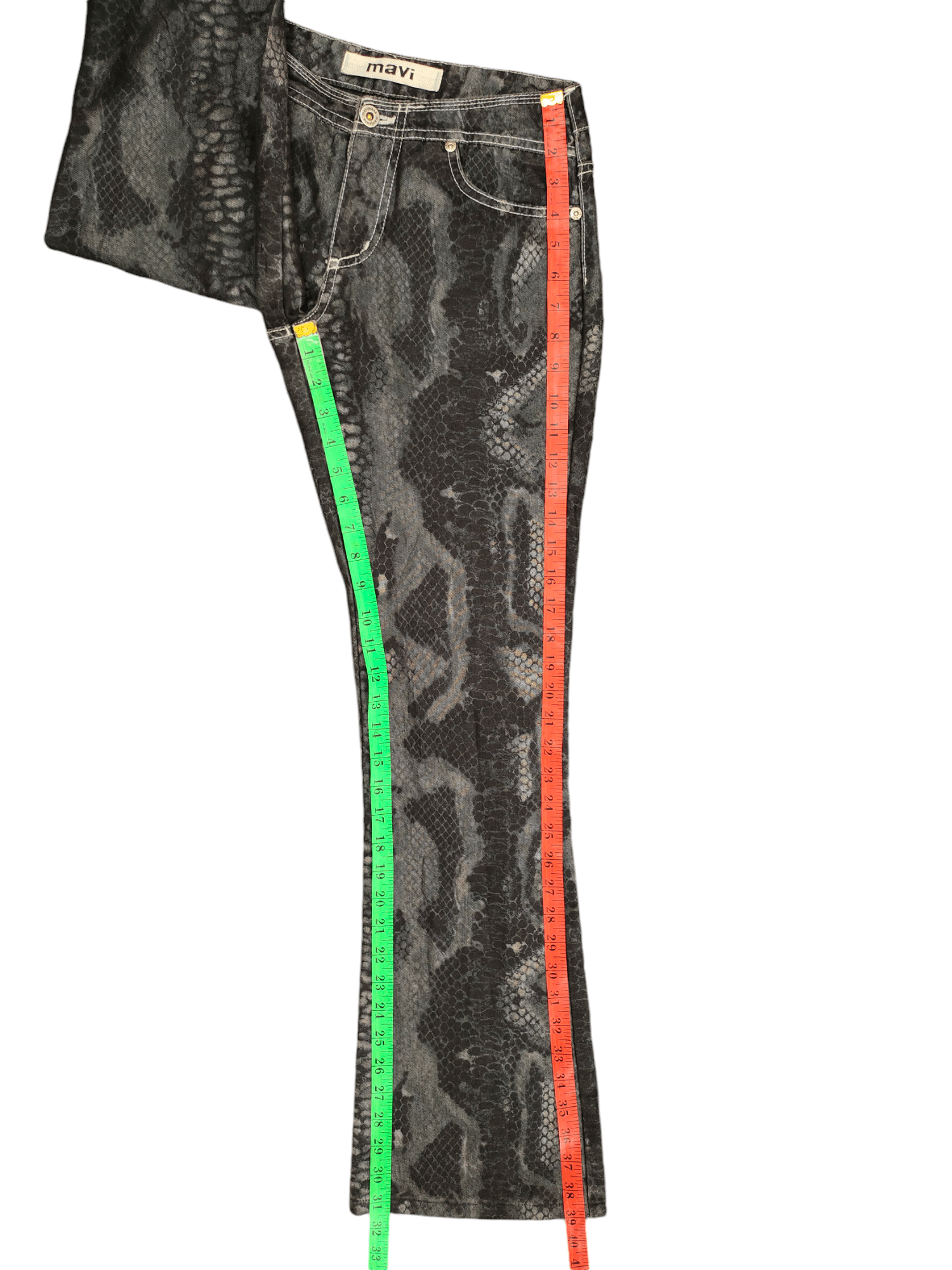 If Six Was Nine Flare Jeans Mavi Python Printed Denim Bootcut Y2k Size US 27 - 10 Thumbnail