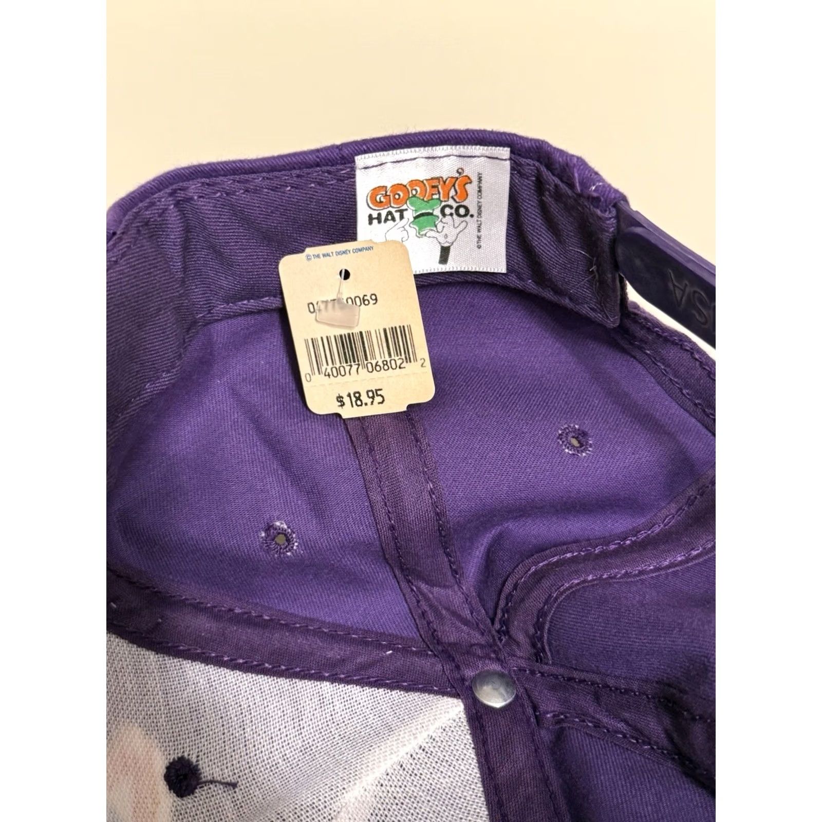 Disney VINTAGE Disney Snapback Hat OSFA Men Purple Twill Adjustable 90s Epcot Goofy Mickey Minnie Logo Hat Size ONE SIZE - 3 Thumbnail