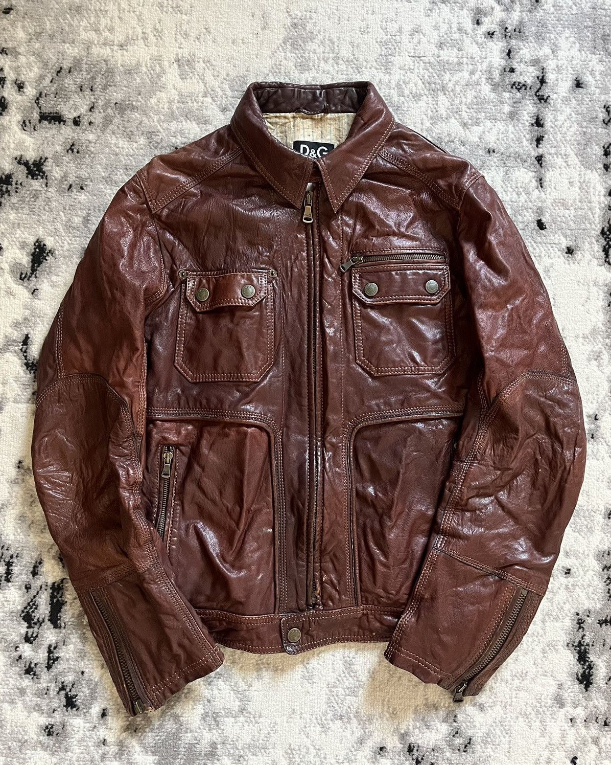 Dolce & Gabbana 00s Dolce & Gabbana Burgundy leather jacket | Grailed