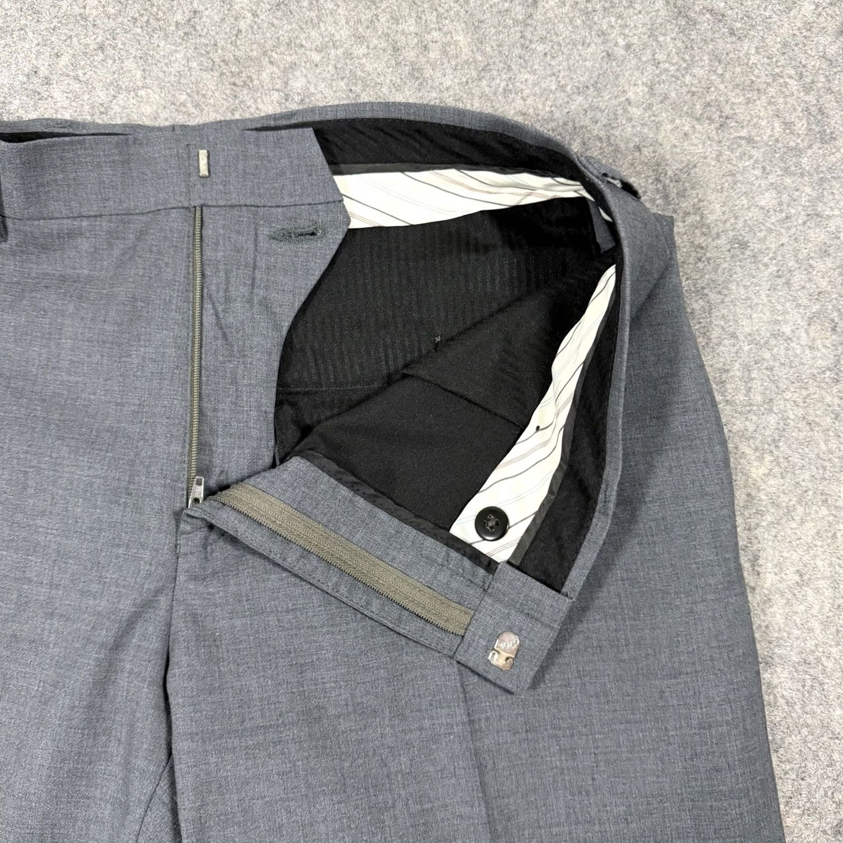 Ralph Lauren Lauren Ralph Lauren Slim Fit Trouser Pants Men's 32Wx30L Gray Wool Flat Front Button Zipper Pockets Slim Fit 80s 90s Cities USA Modern Mens Size US 32 / EU 48 - 3 Thumbnail
