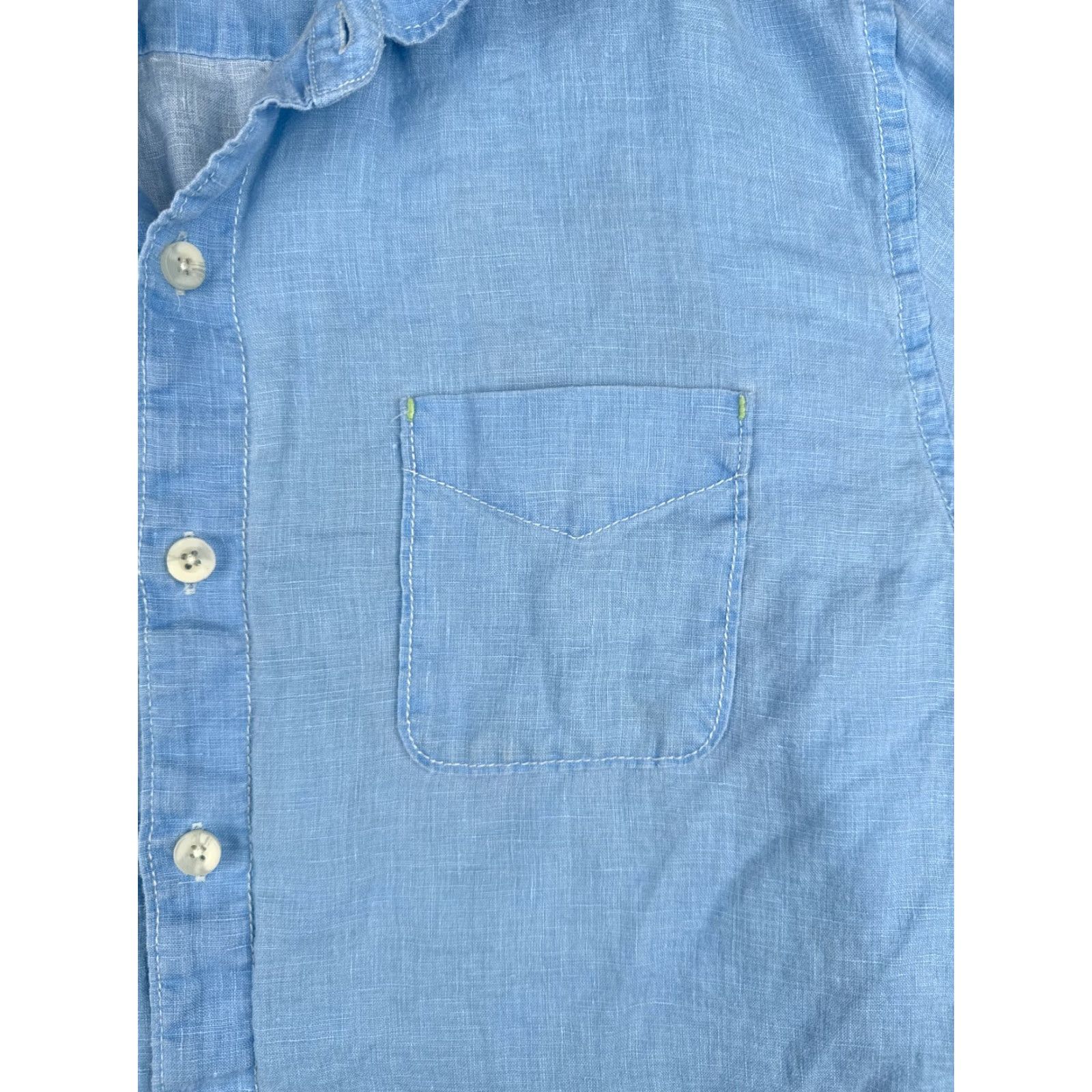 Tommy Bahama Tommy Bahama Shirt Men Large Blue 100% Linen Long Sleeve Pocket Button-Up Casual Resort Aloha Beach 40 in Chest Mens Regular L Blue Pocket Linen Shirt Size US L / EU 52-54 / 3 - 6 Thumbnail