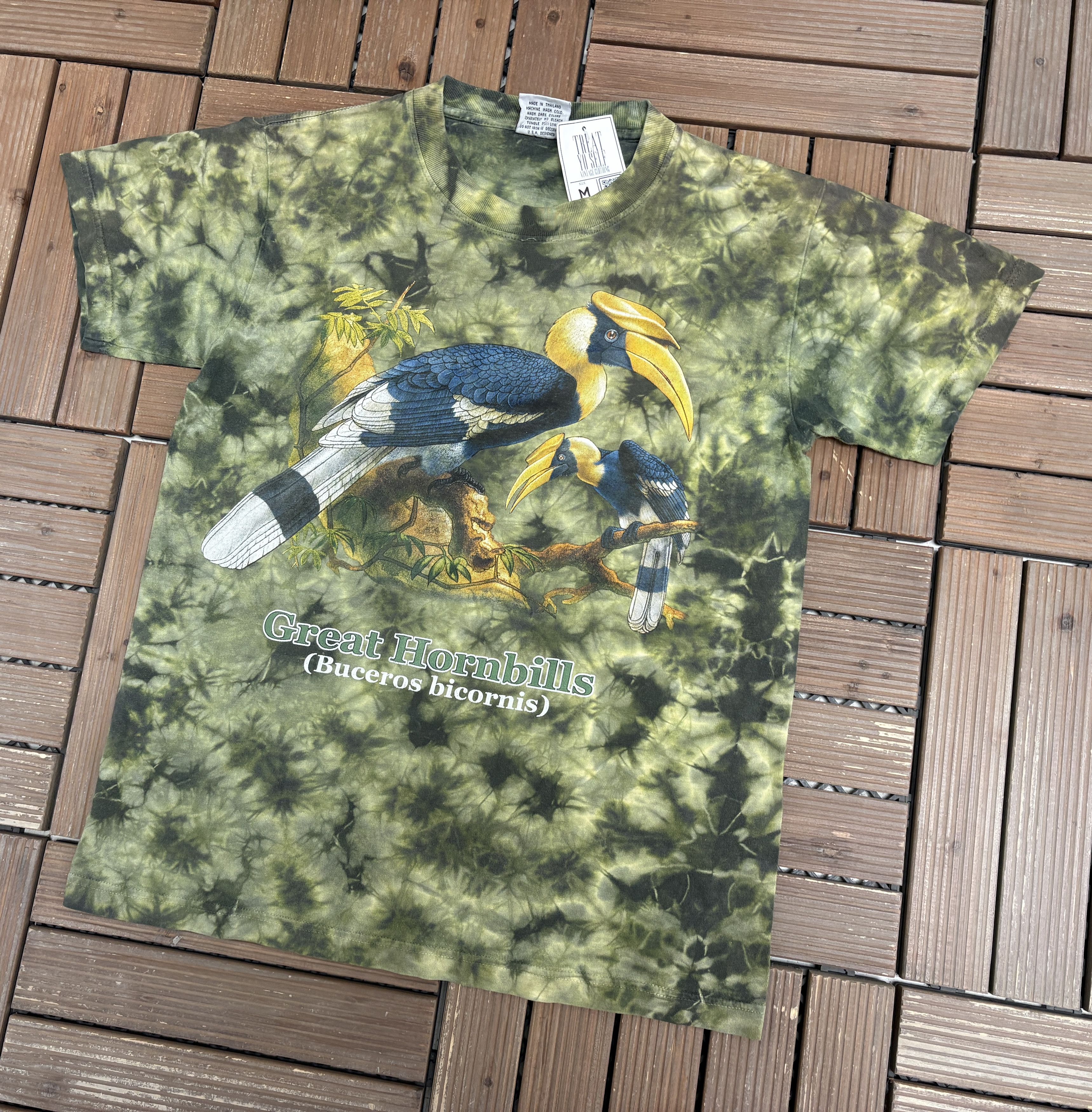 Vintage Great Hornbills (Buceros Bicornis) Vintage Green Tee Size US M / EU 48-50 / 2 - 2 Thumbnail