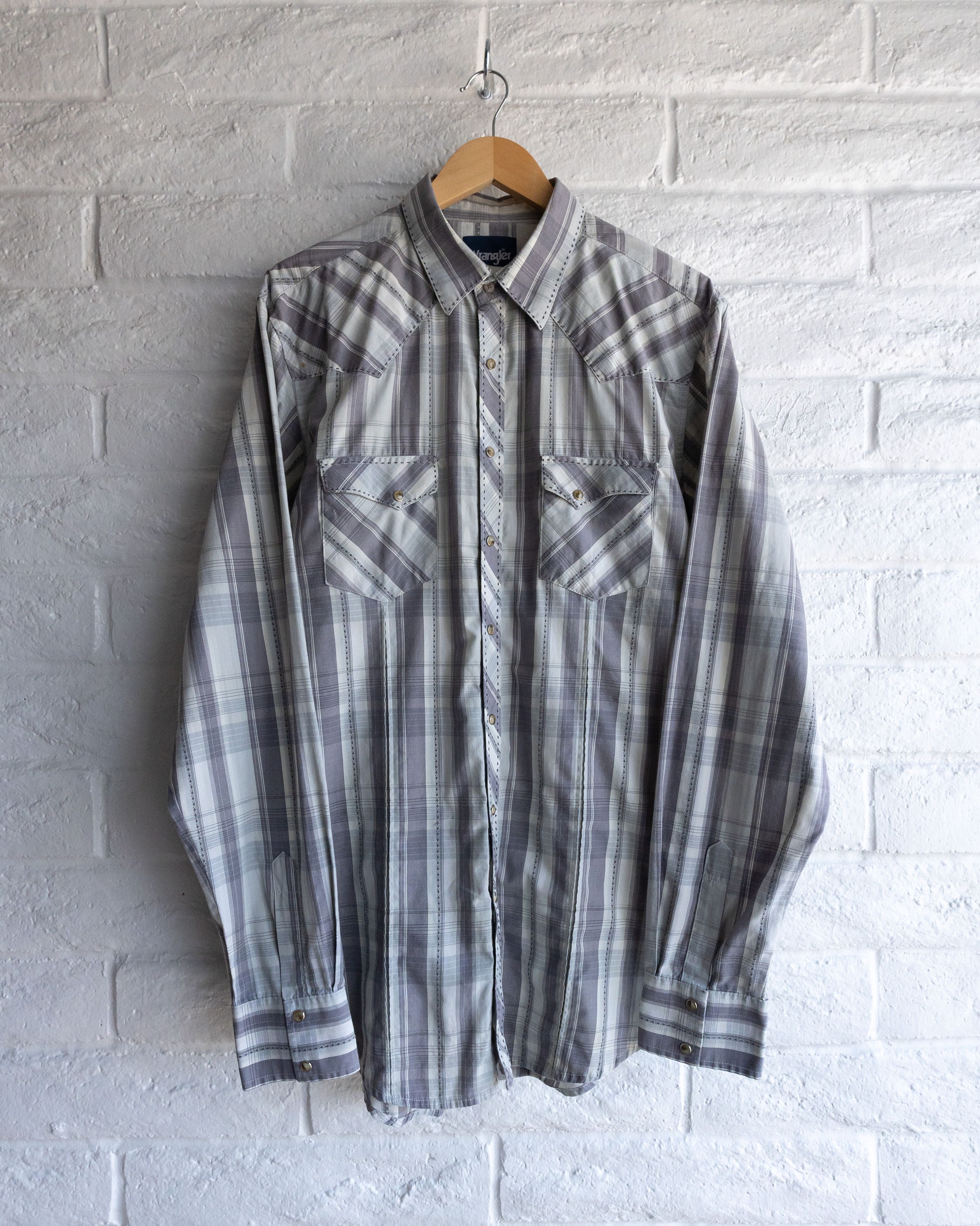 Wrangler Vintage 90s Wrangler Western Shirt Tonal Gray Plaid Men's XL Size US XL / EU 56 / 4 - 1 Thumbnail
