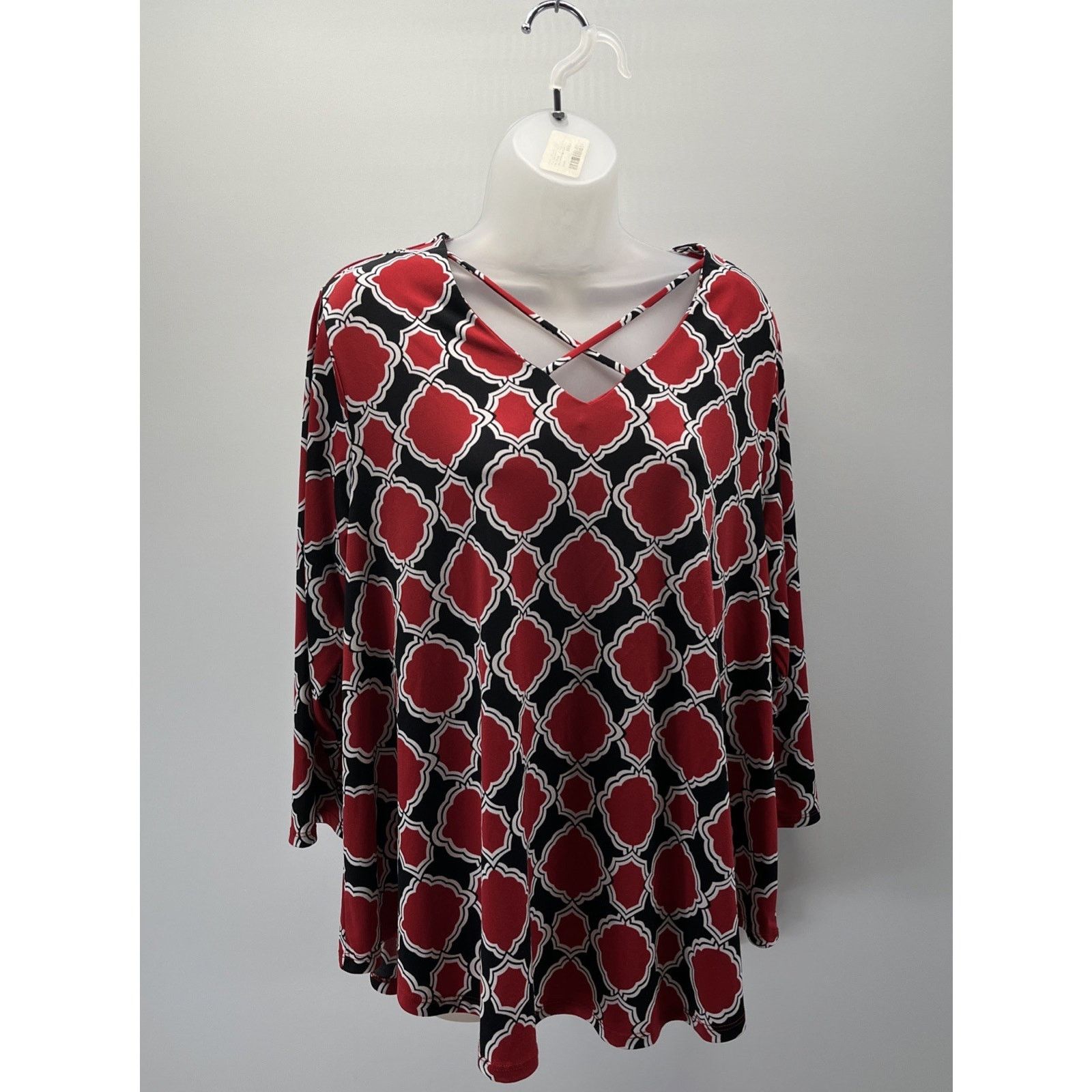 Chicos Chicos Womens Red Criss Cross Stretchy Top Size 2 L Size L / US 10 / IT 46 - 1 Thumbnail
