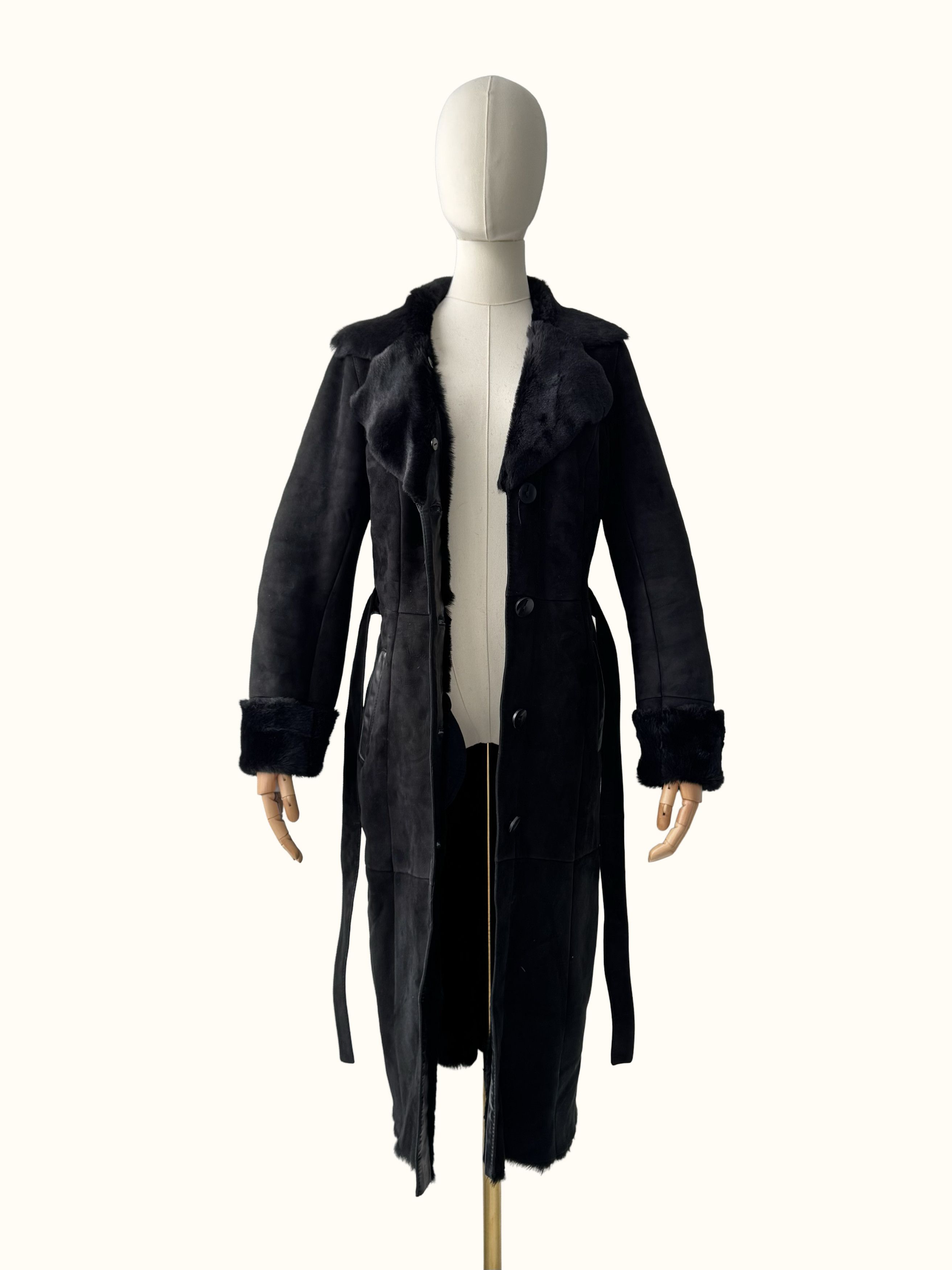 Vintage Vintage Real Sheepskin Coat With Belt(B409)E2D15 Size L / US 10 / IT 46 - 3 Thumbnail