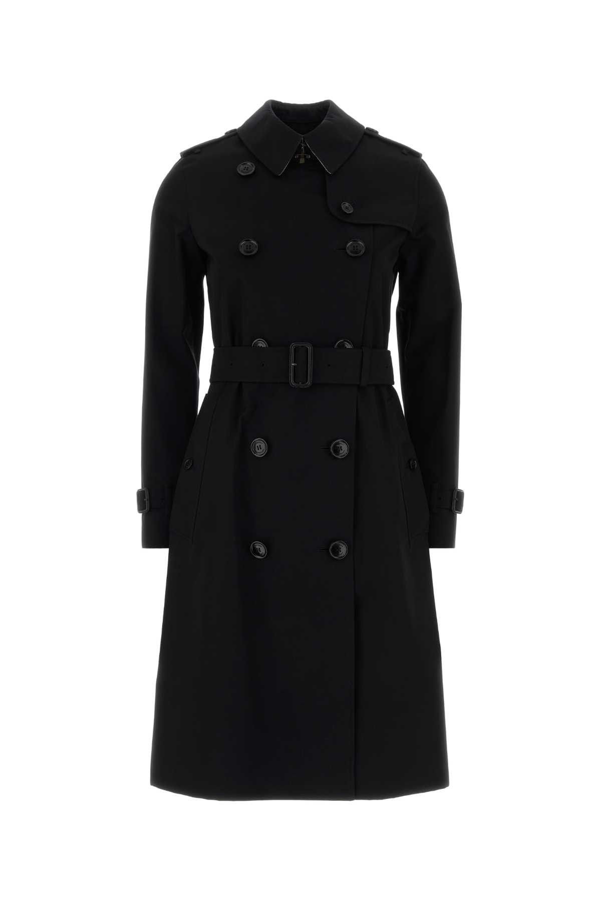 Burberry Black Gabardine Trench Coat Size XS / US 0-2 / IT 36-38 - 1 Thumbnail