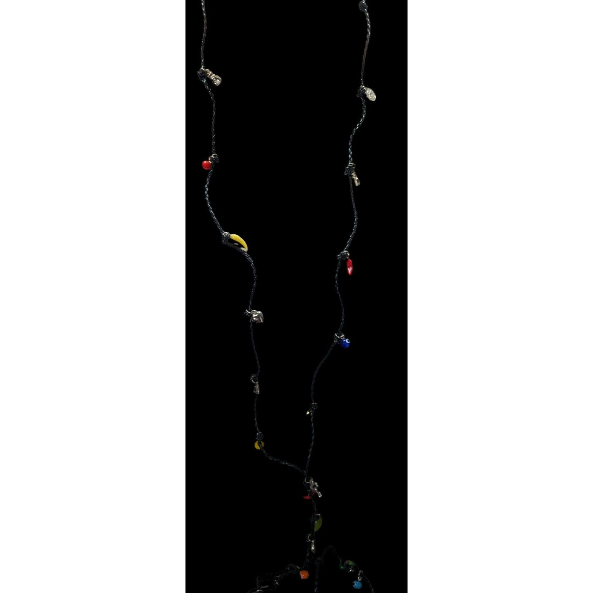 Other Vintage Glass And Metal Charm Necklace On Black Braided Cord Size ONE SIZE - 3 Thumbnail