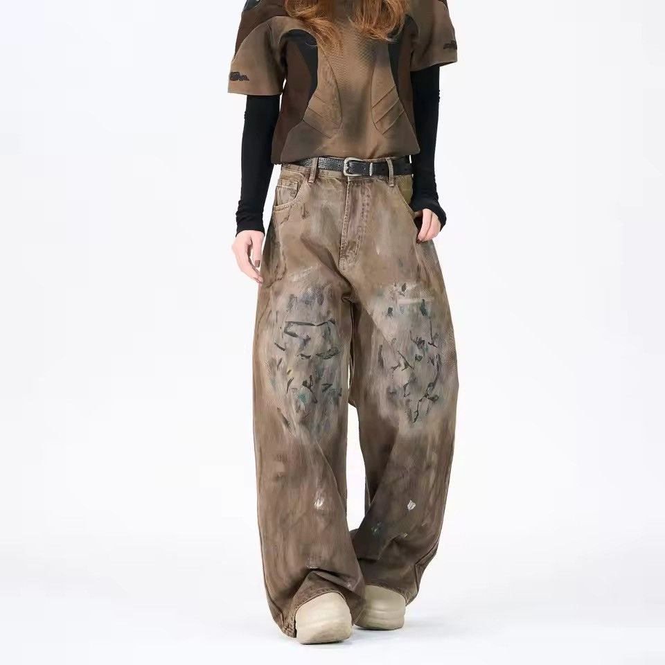 Jean xtl Balenciaga rickowens style flared baggy stain jeans Size US 29 - 6 Thumbnail