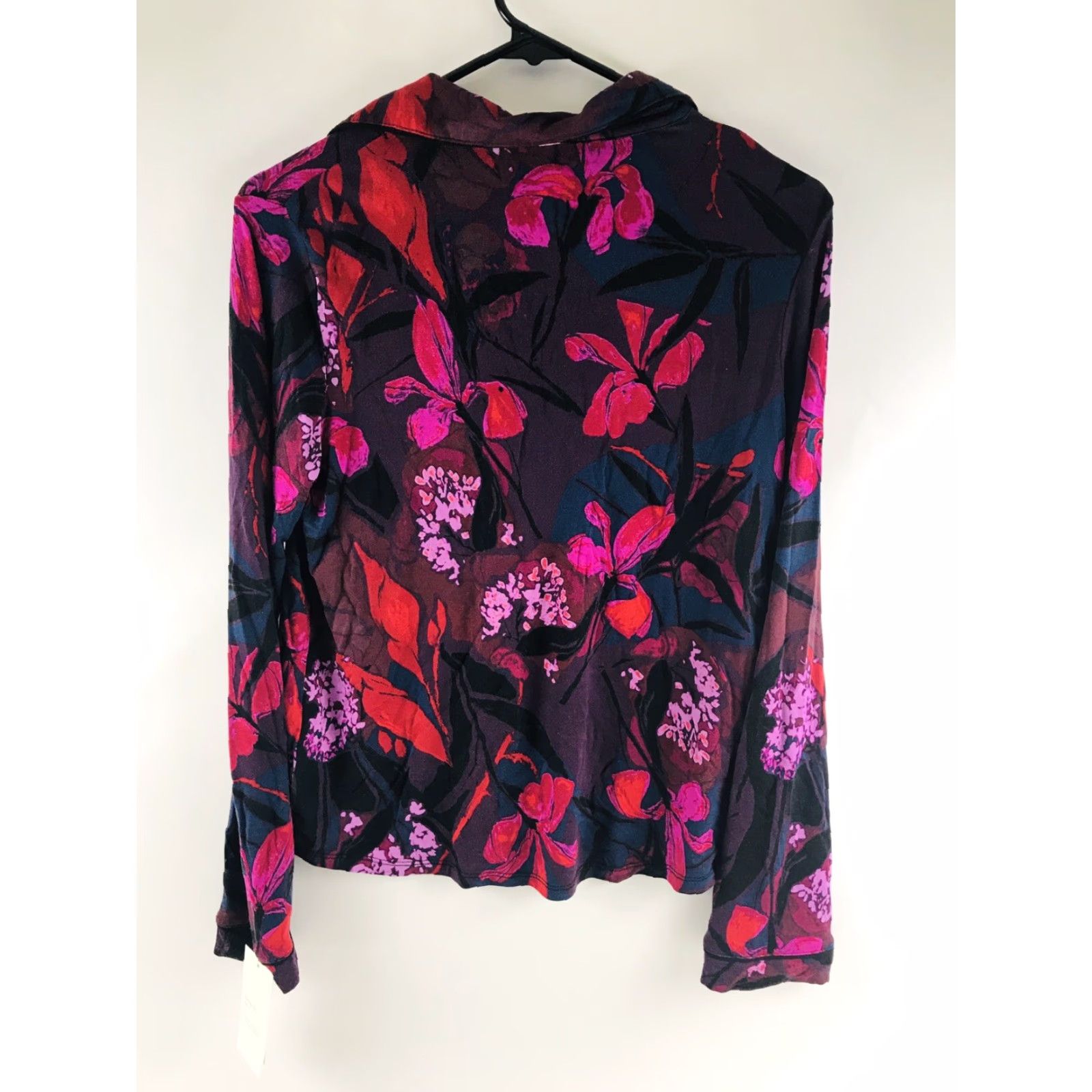 Vintage STARS ABOVE Pajama Top Women's XS Burgundy Floral Long Sleeve Sleepwear Size XS / US 0-2 / IT 36-38 - 2 Thumbnail