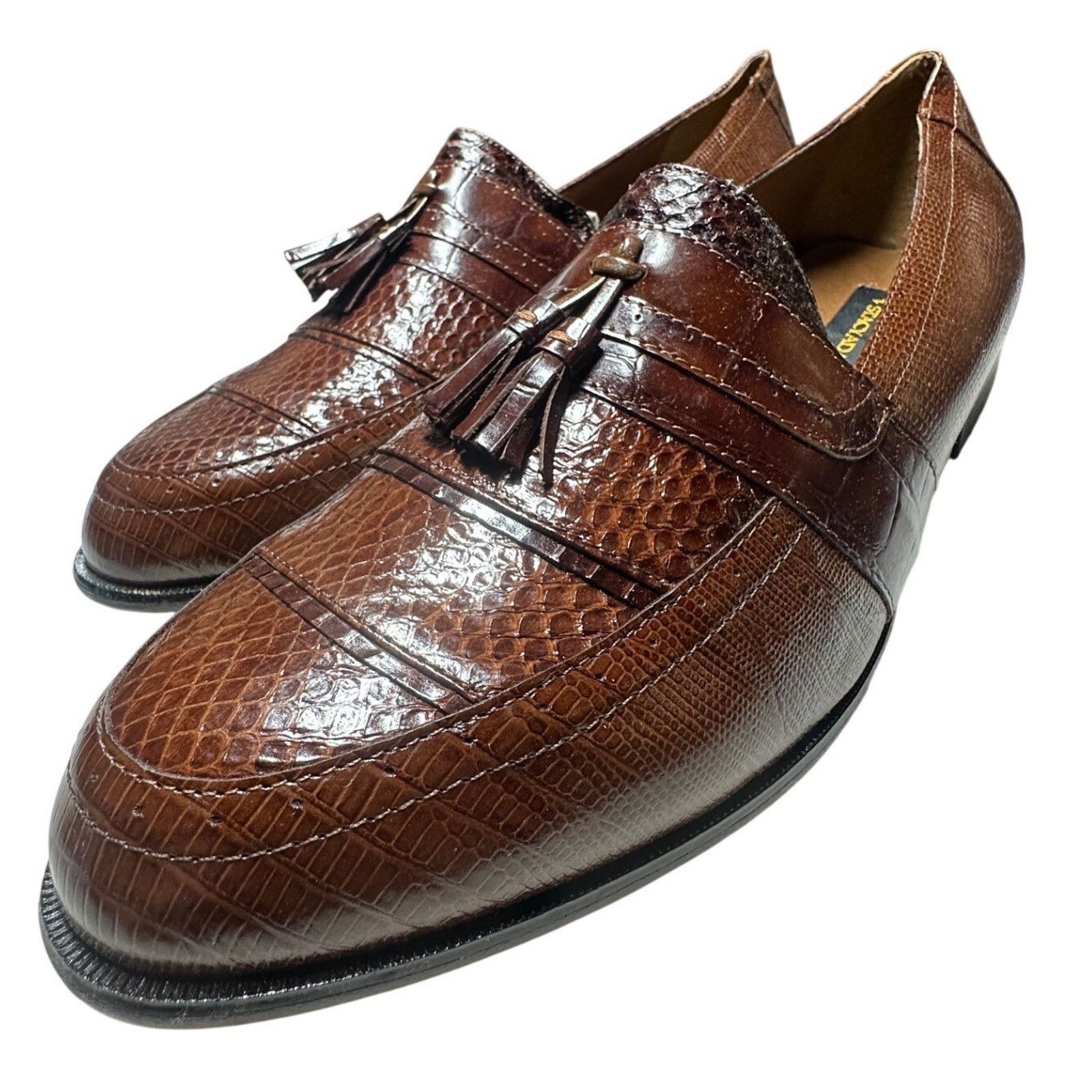 Stacy Adams Stacy Adams Loafers Mens 13 Cognac NWT Snake Leather Shoes Size US 13 / EU 46 - 1 Thumbnail
