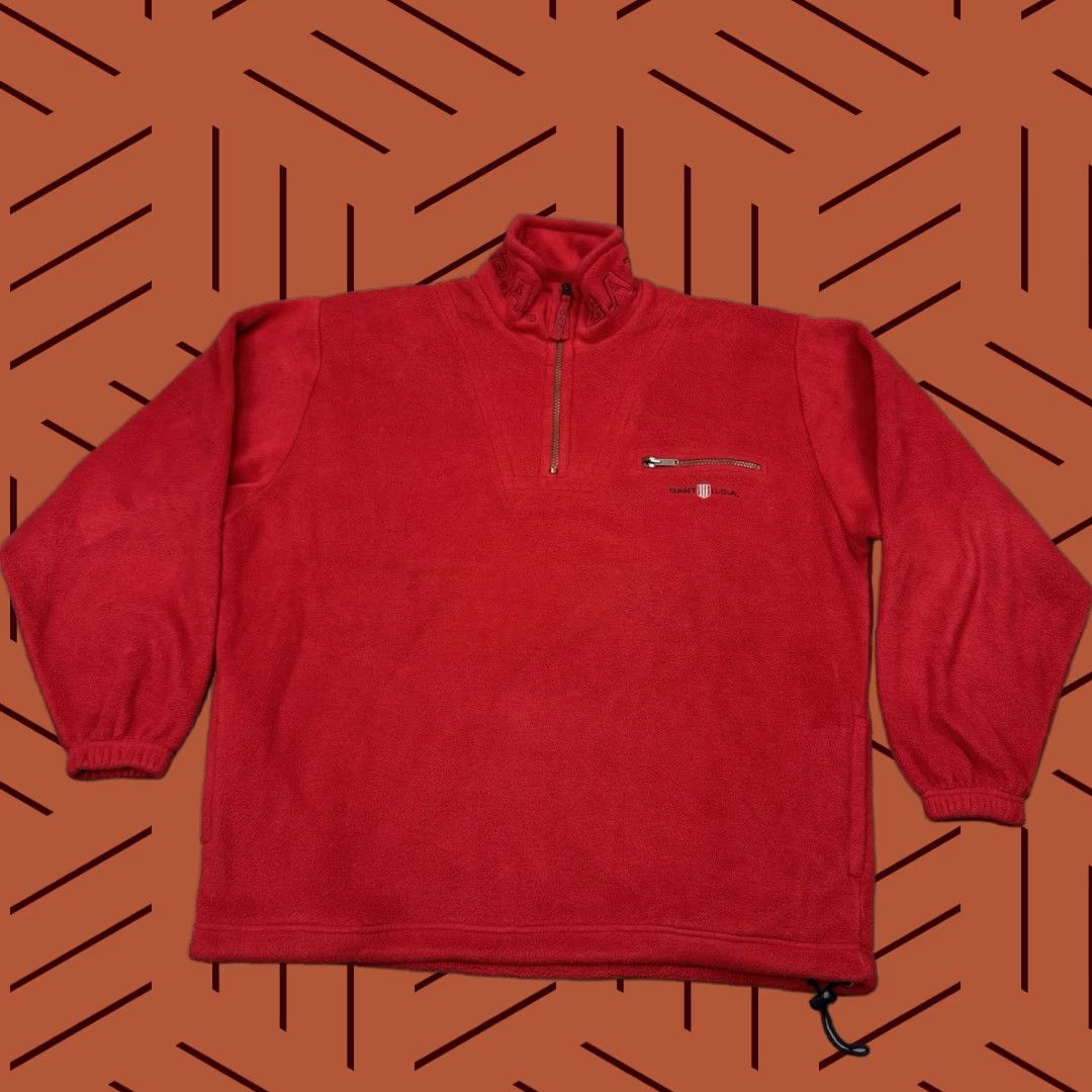 Gant VINTAGE GANT Rugger USA Rugger Fleece 1/4 Zip Embroidered Red Pullover Sweatshirt size M Men Regular Long Sleeve 90s Size US M / EU 48-50 / 2 - 1 Thumbnail