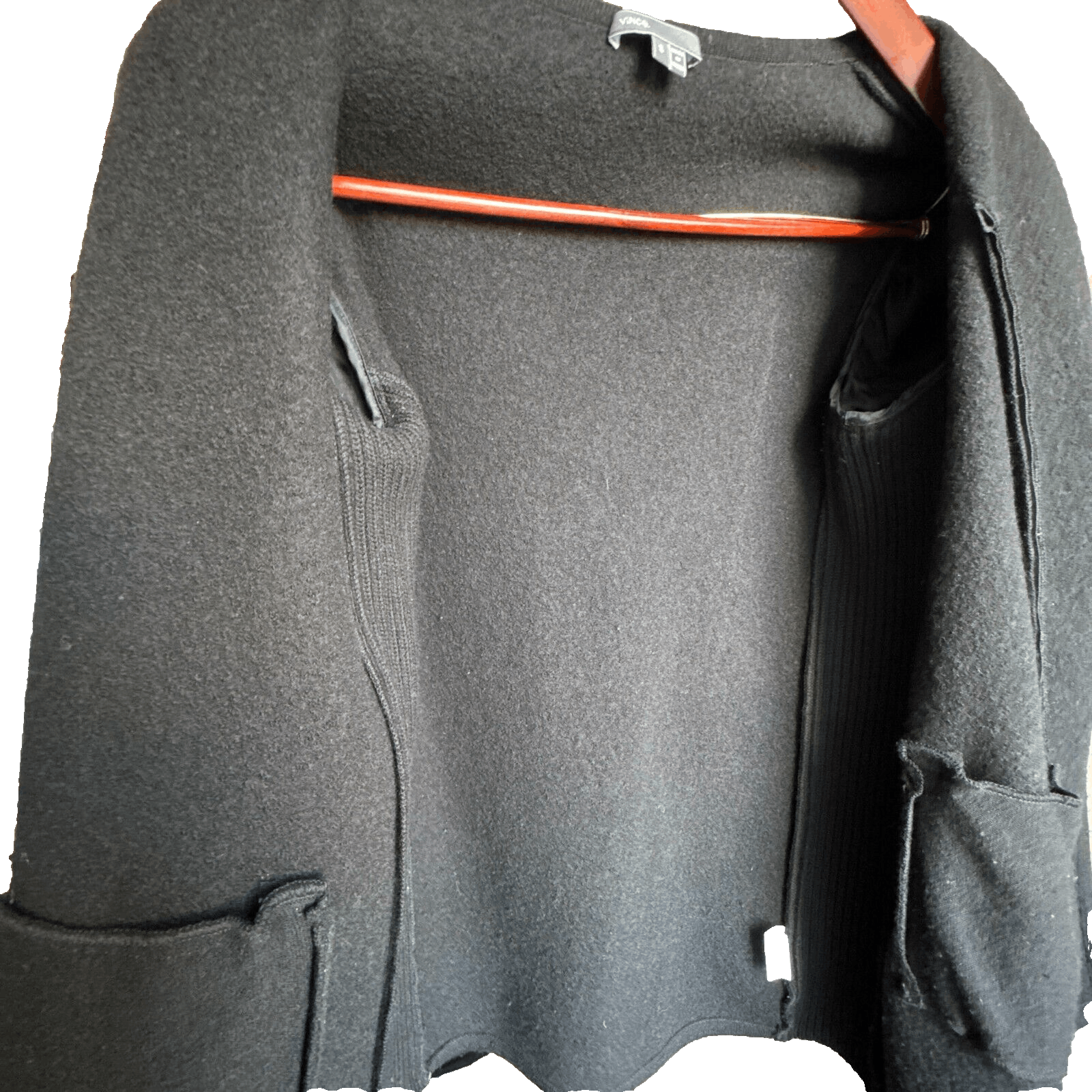 Vince Vince Wool Leather Sleeve Moto Black Jacket Pockets Zip Wom Size S / US 4 / IT 40 - 8 Thumbnail