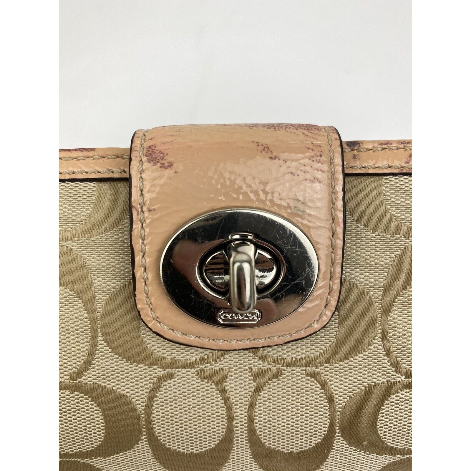 Coach Coach Turnlock Signature C Wallet Tan Pink Patent Leather Size ONE SIZE - 9 Thumbnail