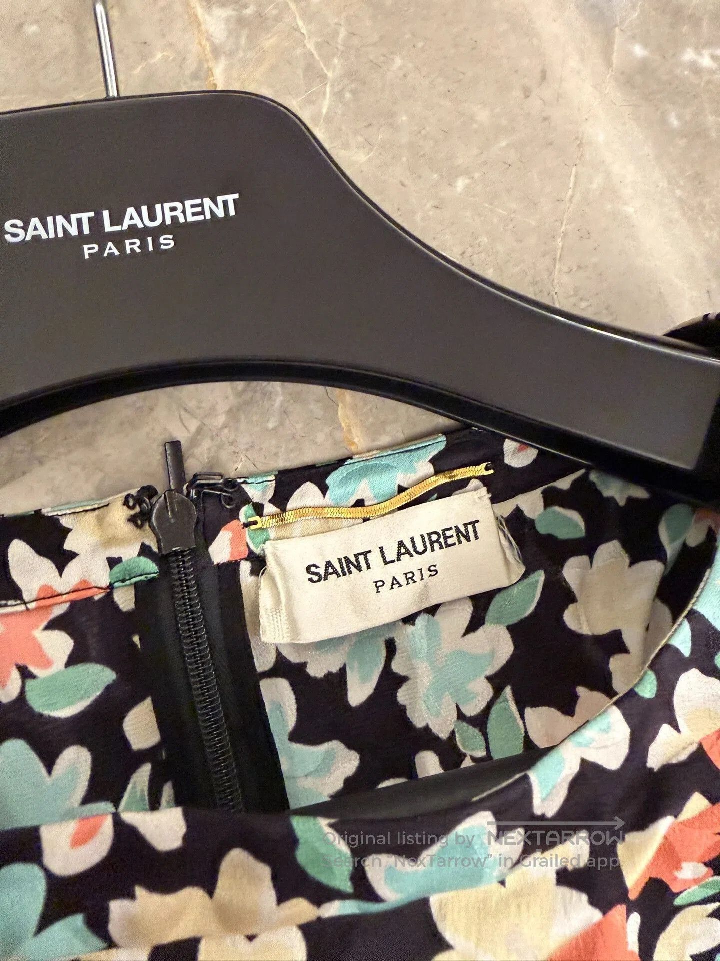 Saint Laurent Paris Floral Puff Sleeve Silk Dress. Size S / US 4 / IT 40 - 5 Thumbnail