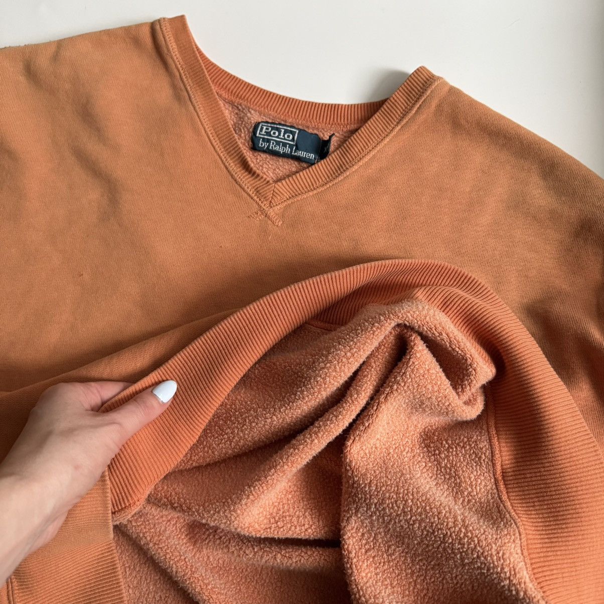 Polo Ralph Lauren Vintage 90s Polo Ralph Lauren V-Neck Sweatshirt Tangerine Size US XXL / EU 58 / 5 - 3 Thumbnail