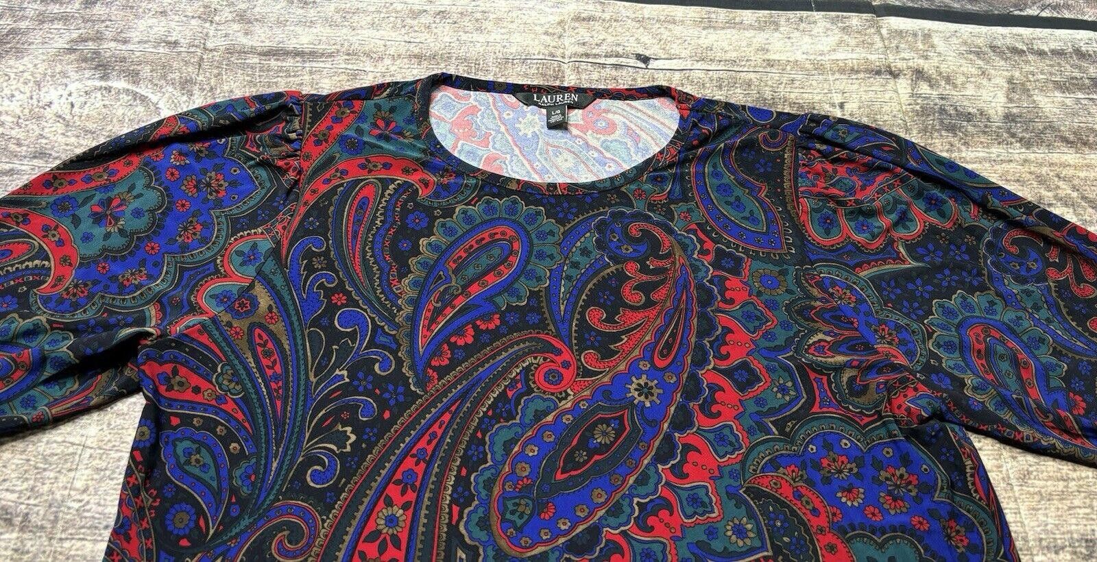 Lauren Ralph Lauren Lauren Ralph Lauren Blouse Top Womens Large Black Label Tie Size L / US 10 / IT 46 - 4 Thumbnail