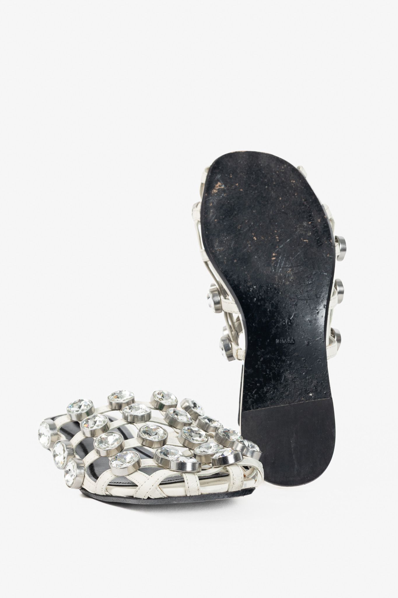 Alexander Wang Alexander Wang Amelia White Crystal-Studded Cage Mules Size US 5.5 / IT 35.5 - 5 Thumbnail