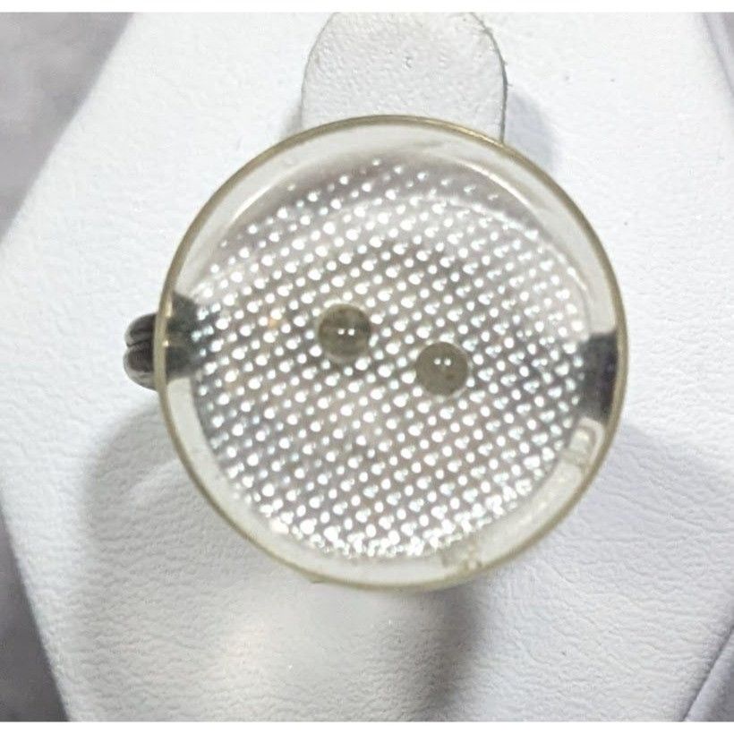 Other Handmade Upcycled Clear Textured Button Ring Size 6 Size ONE SIZE - 1 Thumbnail