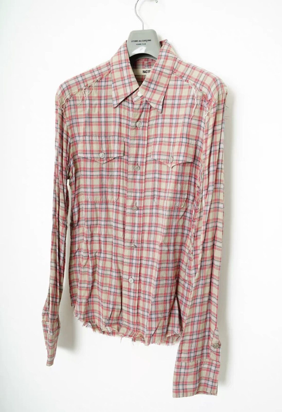 FACTOTUM Factotum Distressed Plaid Hammered Button Bell Sleeve Shirt Size US S / EU 44-46 / 1 - 2 Thumbnail