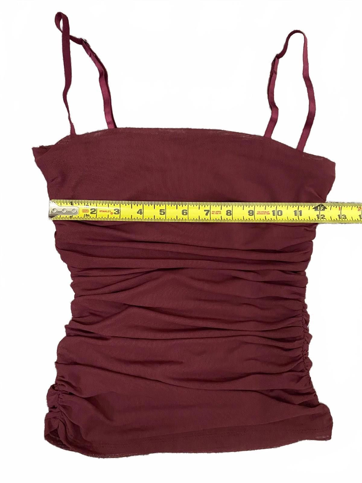 Other OPEN EDIT Ruched Sheer Mesh Top in Burgundy (SMALL) Size S / US 4 / IT 40 - 4 Thumbnail