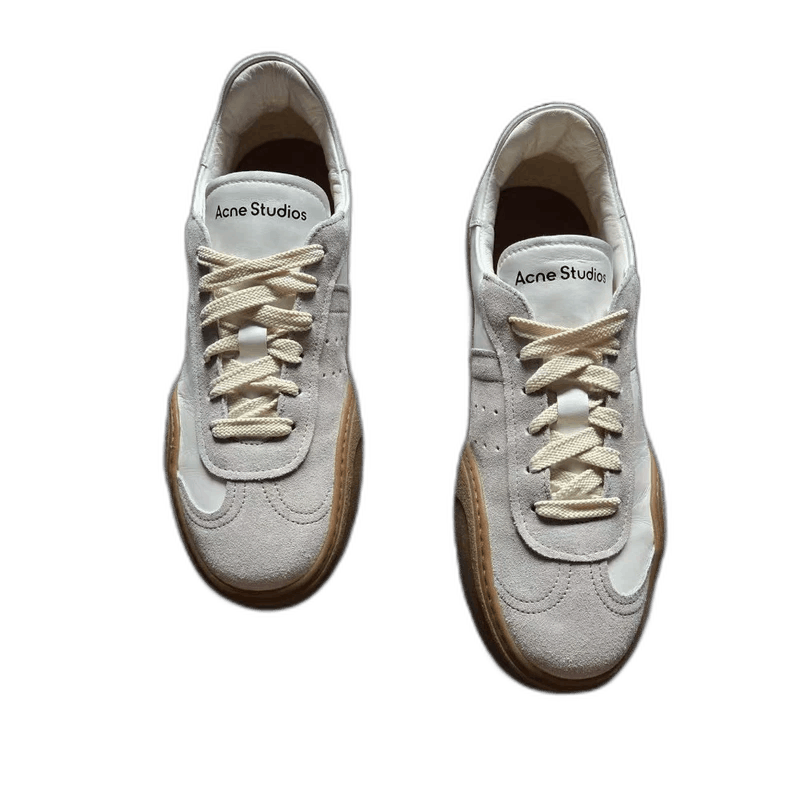 Acne Studios Gray White Leather Training Shoes in Grey, Men's (Size 10.5)