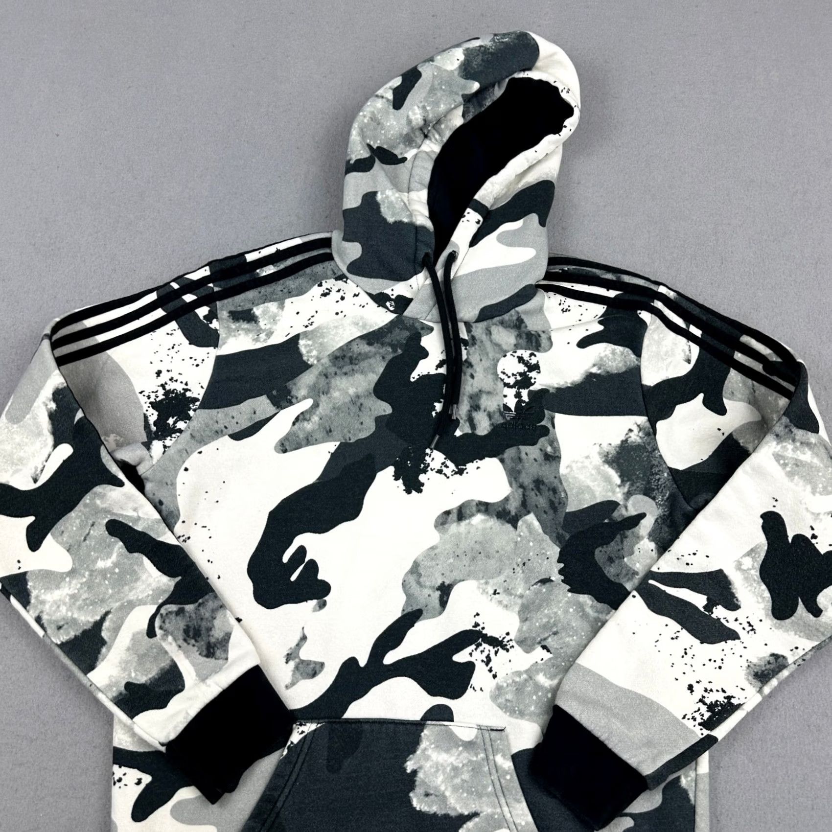 Adidas Adidas Originals Hoodie Men M Grayscale Camouflage Three Stripe Trefoil Pockets Hooded Pullover Size US M / EU 48-50 / 2 - 2 Thumbnail