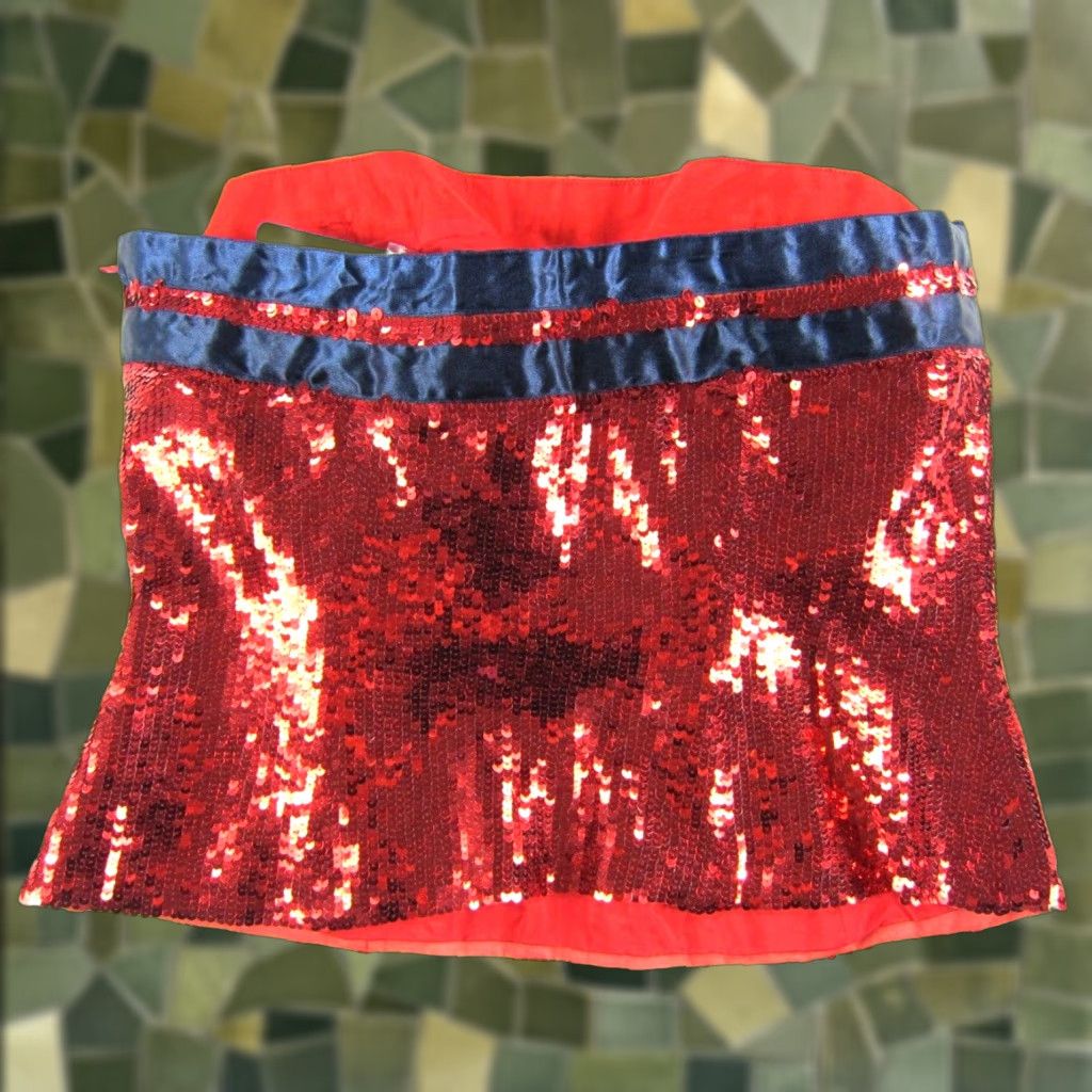 Bill Blass NWT Bill Blass Top Women 10 Red Navy Blue Silk Strapless Bustier Sequin Size L / US 10 / IT 46 - 1 Thumbnail