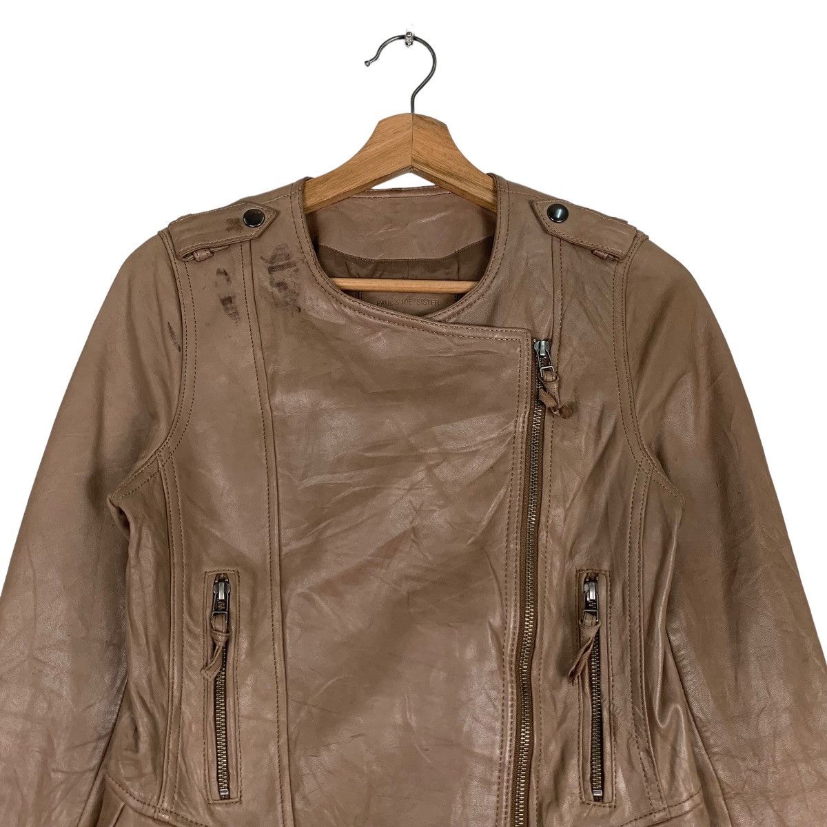 Paul & Joe PAUL & JOE Brown Leather Jacket #0370-C17 Size S / US 4 / IT 40 - 2 Thumbnail