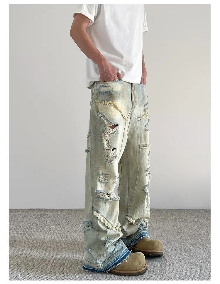 Japanese Brand × Jean Acid Wash Distressed Baggy Denim Jeans, y2k Jeans, 2000's Size US 28 / EU 44 - 3 Thumbnail