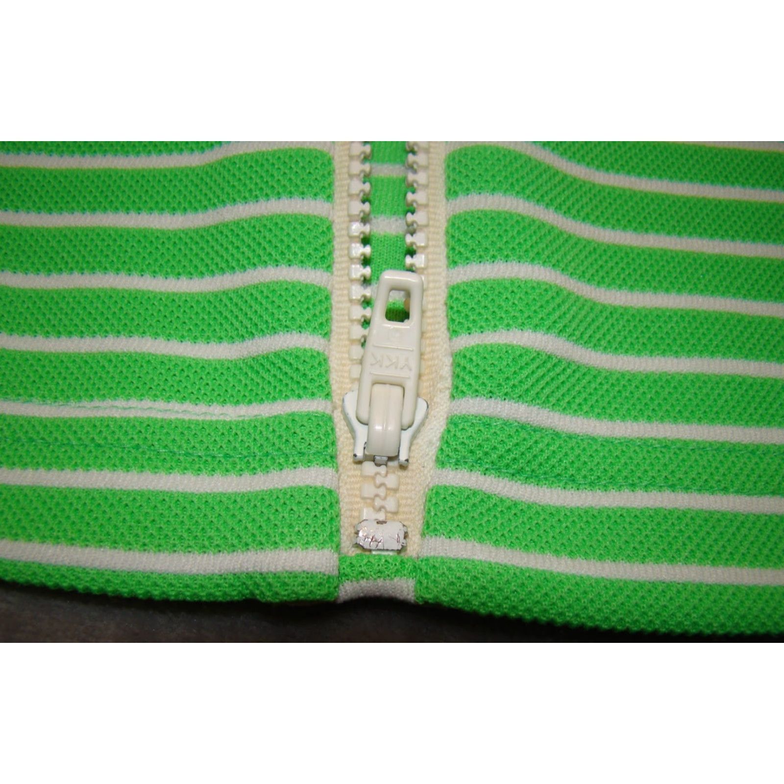 Lacoste VINTAGE Lacoste Womens Shirt Dress 16 Green Striped Knit Full Front Zip Dress Size XXL / US 16-18 / IT 52-54 - 6 Thumbnail