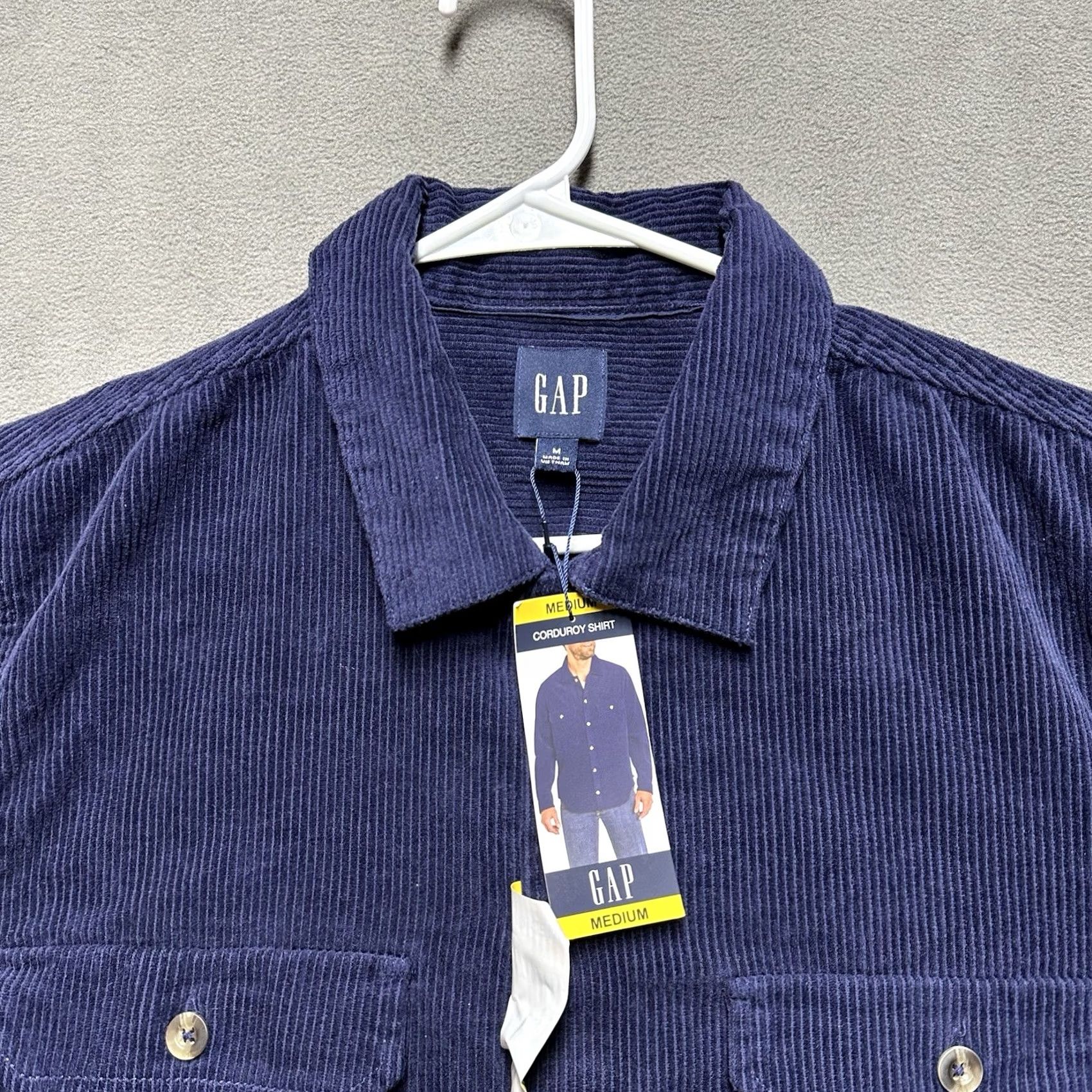 Gap GAP Shirt Mens Medium Navy Blue Corduroy Long Sleeve Button Up NWT Size US M / EU 48-50 / 2 - 3 Thumbnail