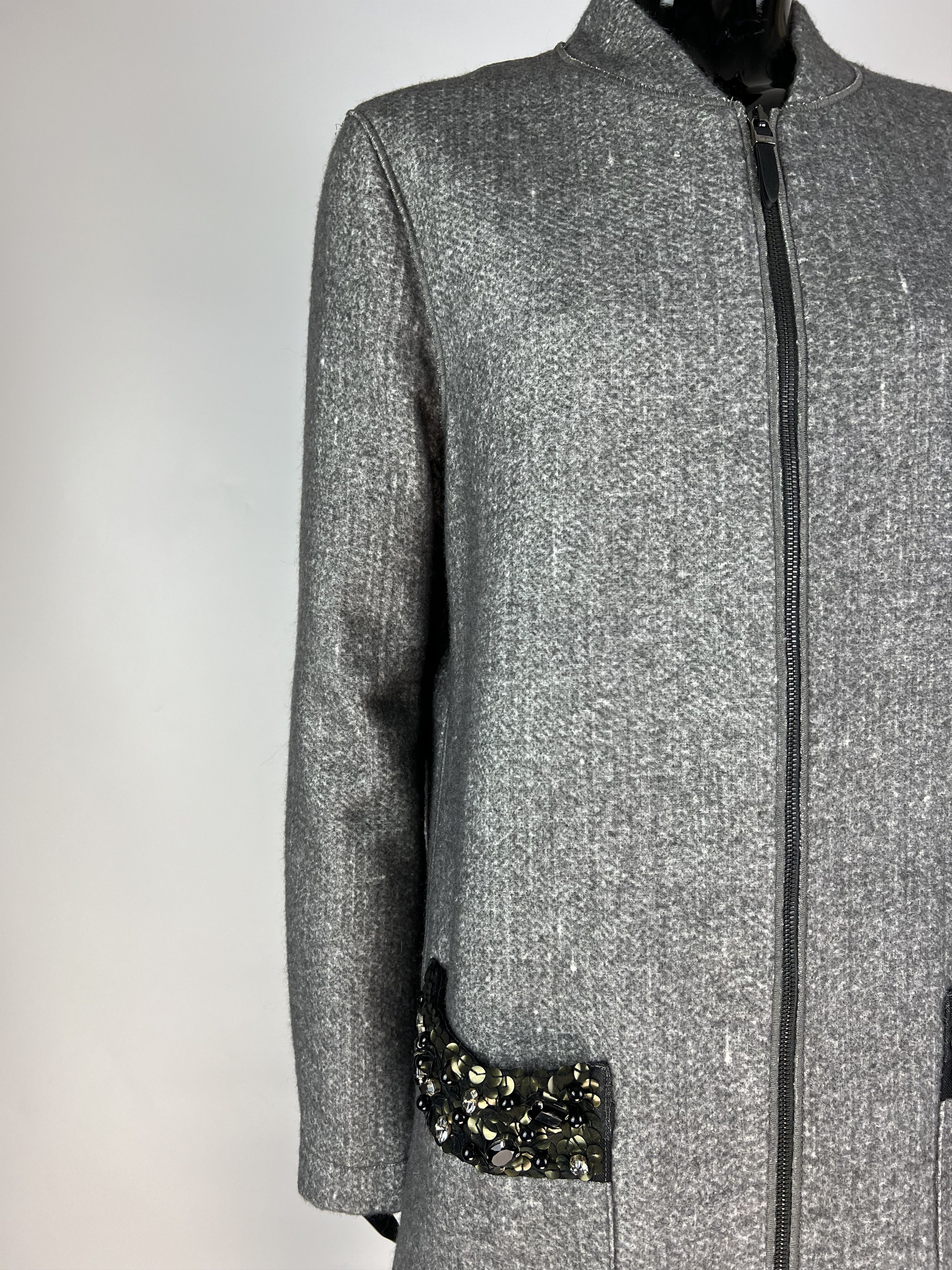 Designer Laurel Linen Virgin Wool Coat Sequins Rhinestone US6 GB10 Size M / US 6-8 / IT 42-44 - 7 Thumbnail
