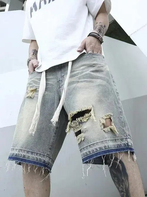 Other Kawase x Maki Jorts Vintage Washed Distressed Denim Size US 32 / EU 48 - 2 Thumbnail