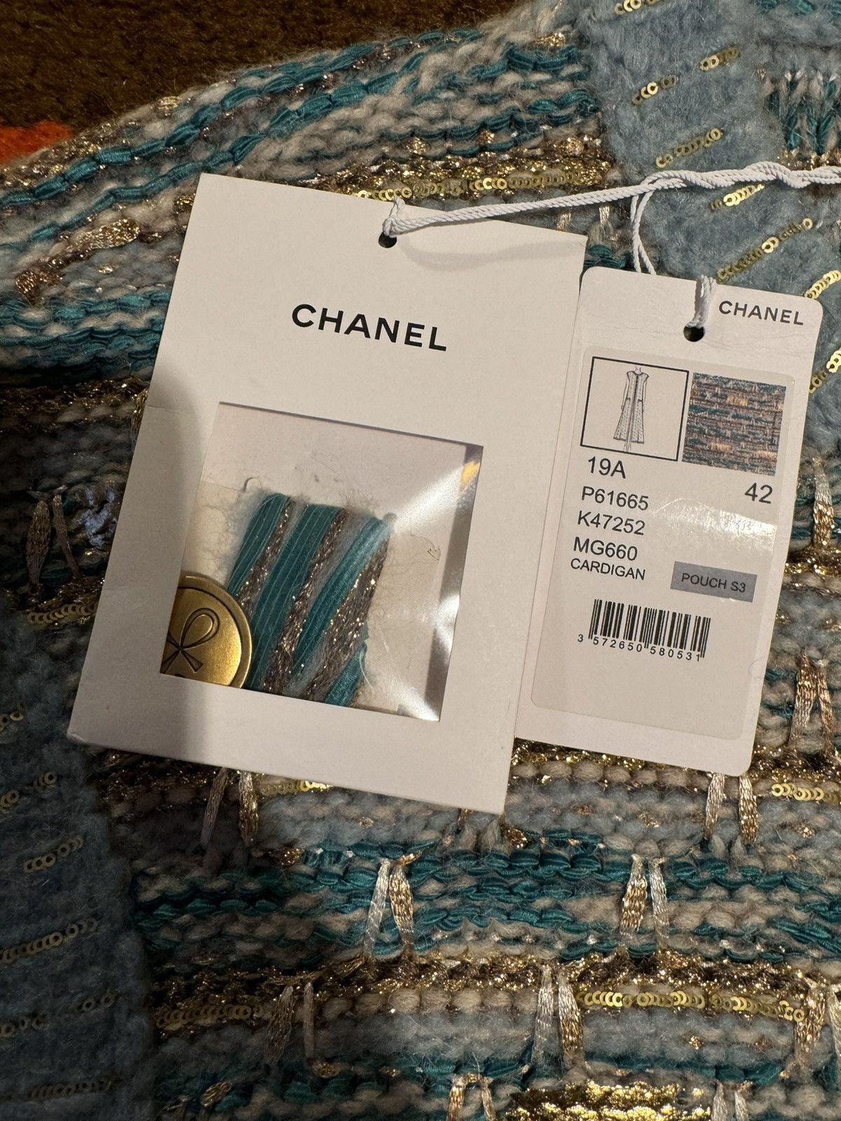 Chanel Chanel 19A Blue & Gold Tweed Long Vest Cardigan 42 Size M / US 6-8 / IT 42-44 - 5 Thumbnail