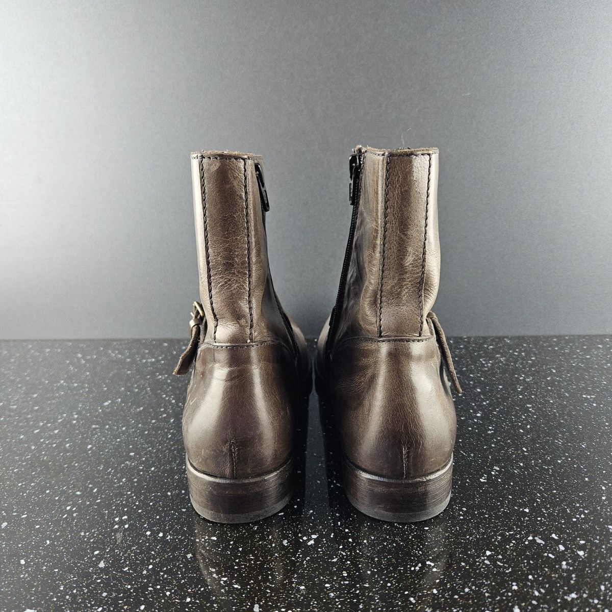 MoMA Women's Moma Brown Leather Ankle Zip Boots (Y0314) Size US 10 / IT 40 - 5 Thumbnail