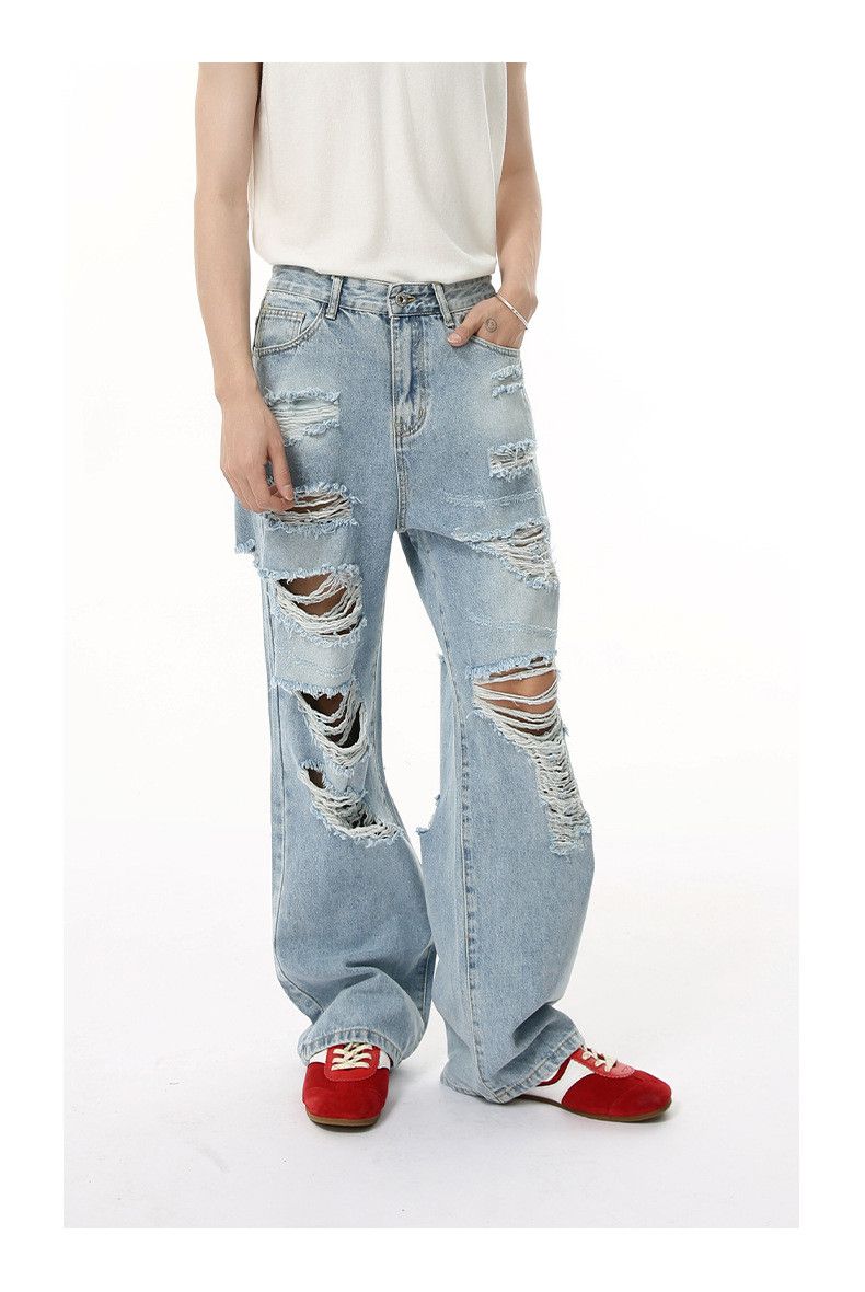 Japanese Brand × Jean Heavy distressed loose ripped casual jeans Size US 32 / EU 48 - 3 Thumbnail