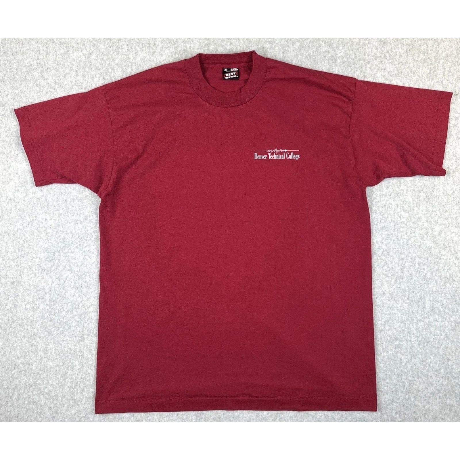 Fruit Of The Loom VINTAGE Fruit Of The Loom Best XL Red Single Stitch Shirt USA Made Denver Technical College 90s Mens XL Red Shirt Size US XL / EU 56 / 4 - 2 Thumbnail