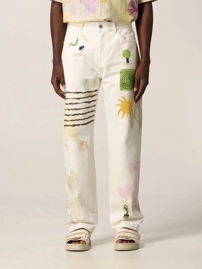 image of Mcq By Alexander Mcqueen Watercolor Print Jeans in White, Men's (Size 30)